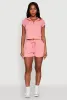 Ribbed Knit Short Sleeve Zip Front Hoodie sold by Rainbow