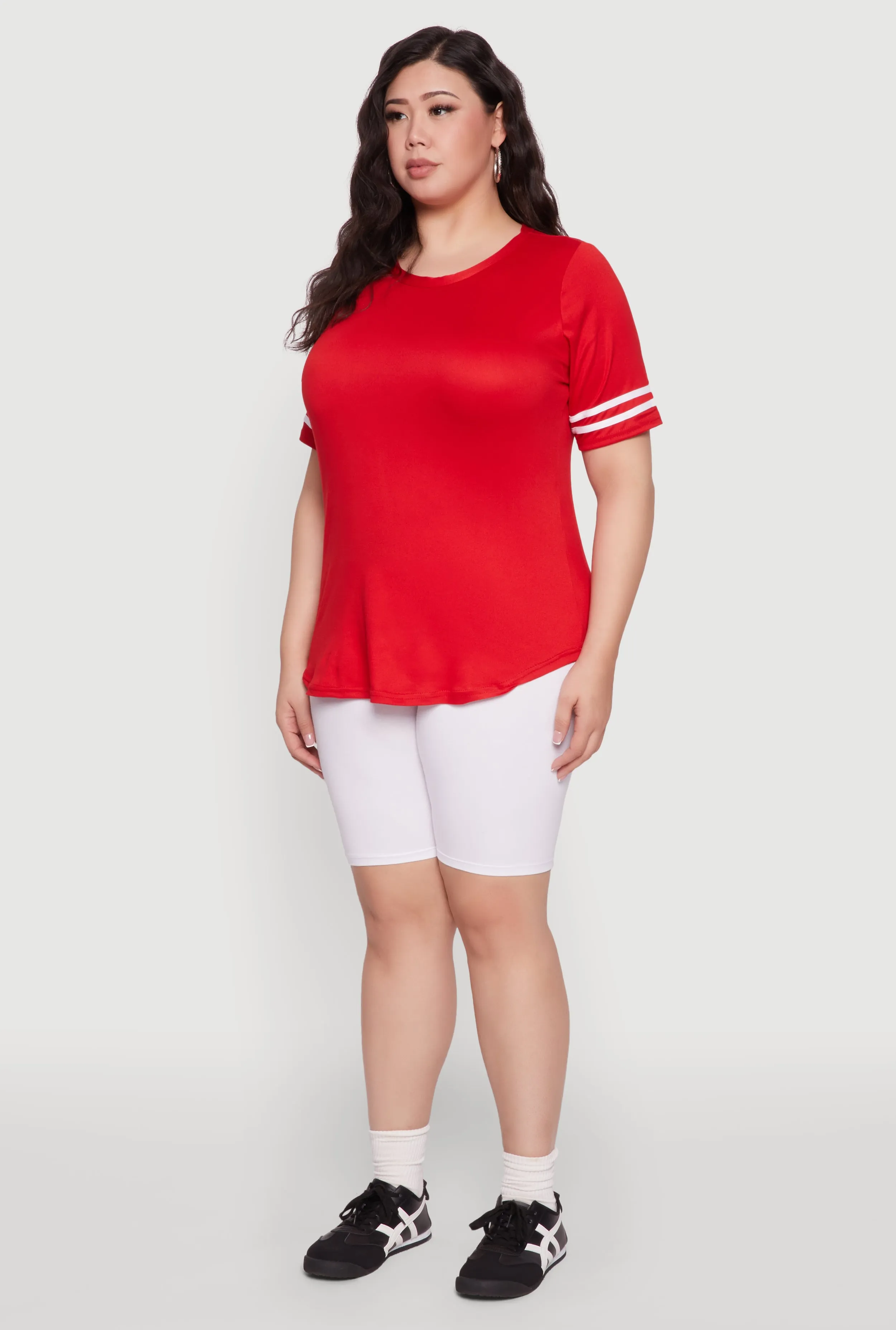 Plus Size Varsity Stripe Detail Short Sleeve Tee sold by Rainbow product image thumbnail 5