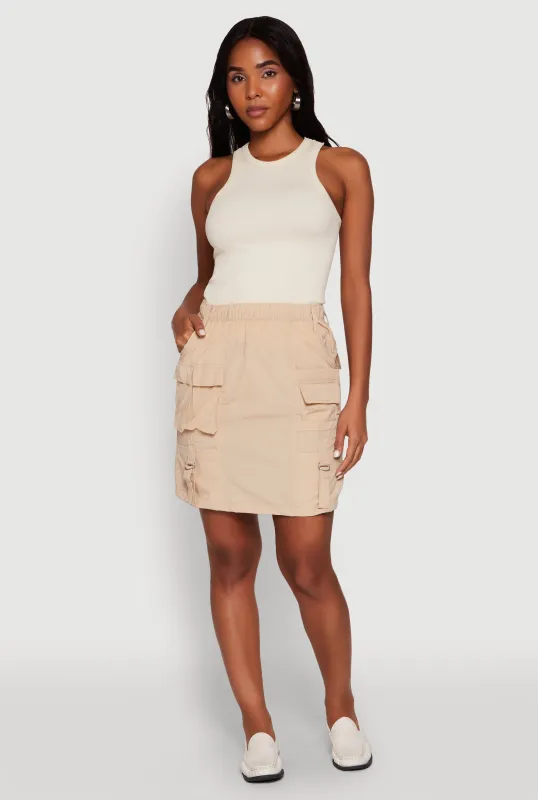 Nylon Tabbed Cargo Mini Skirt sold by Rainbow