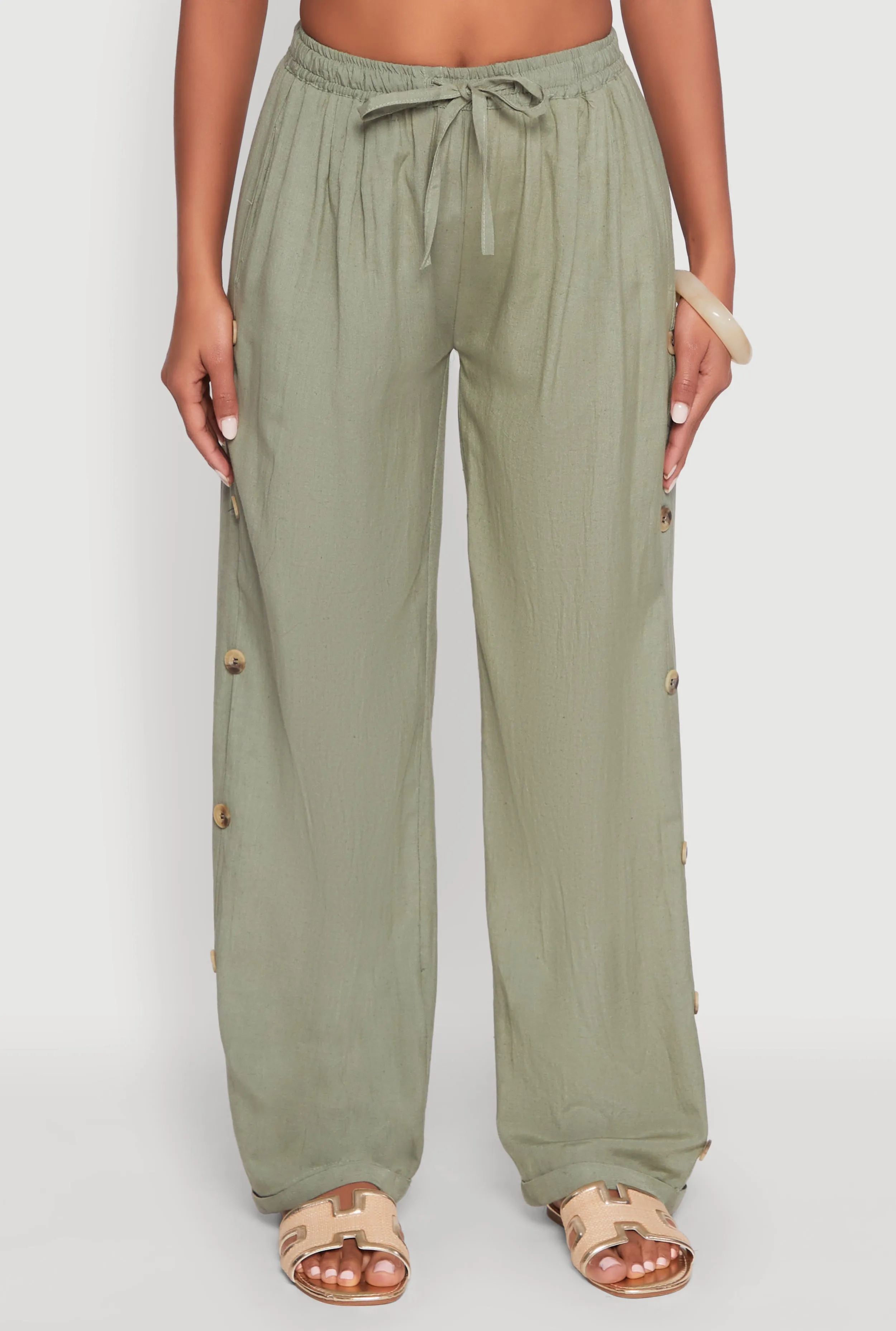Side Button Detail Linen Pants sold by Rainbow product image thumbnail 5
