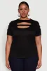 Plus Size Cut Out Detail Short Sleeve Top sold by Rainbow