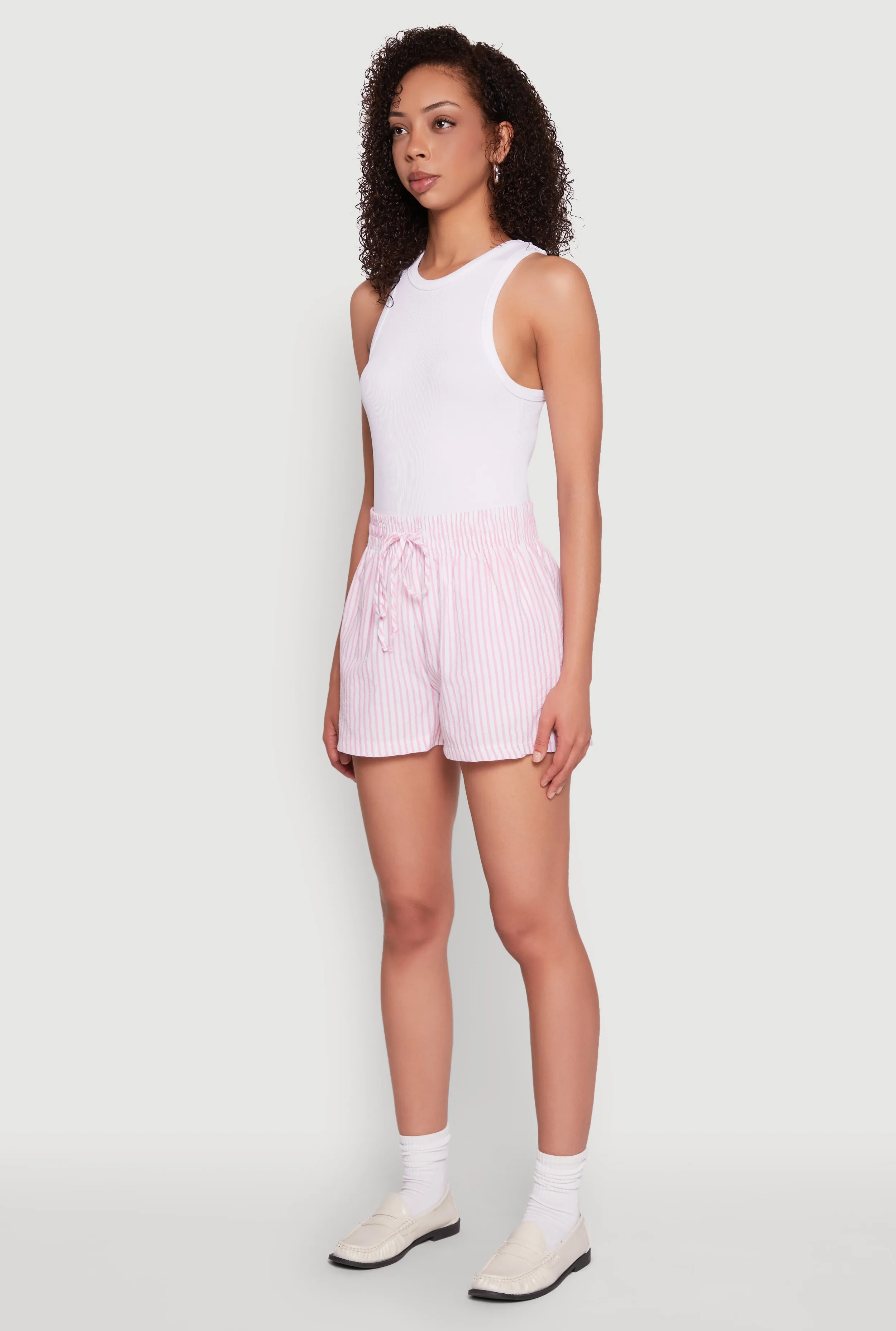 Seersucker Striped Drawstring Waist Shorts sold by Rainbow product image thumbnail 3