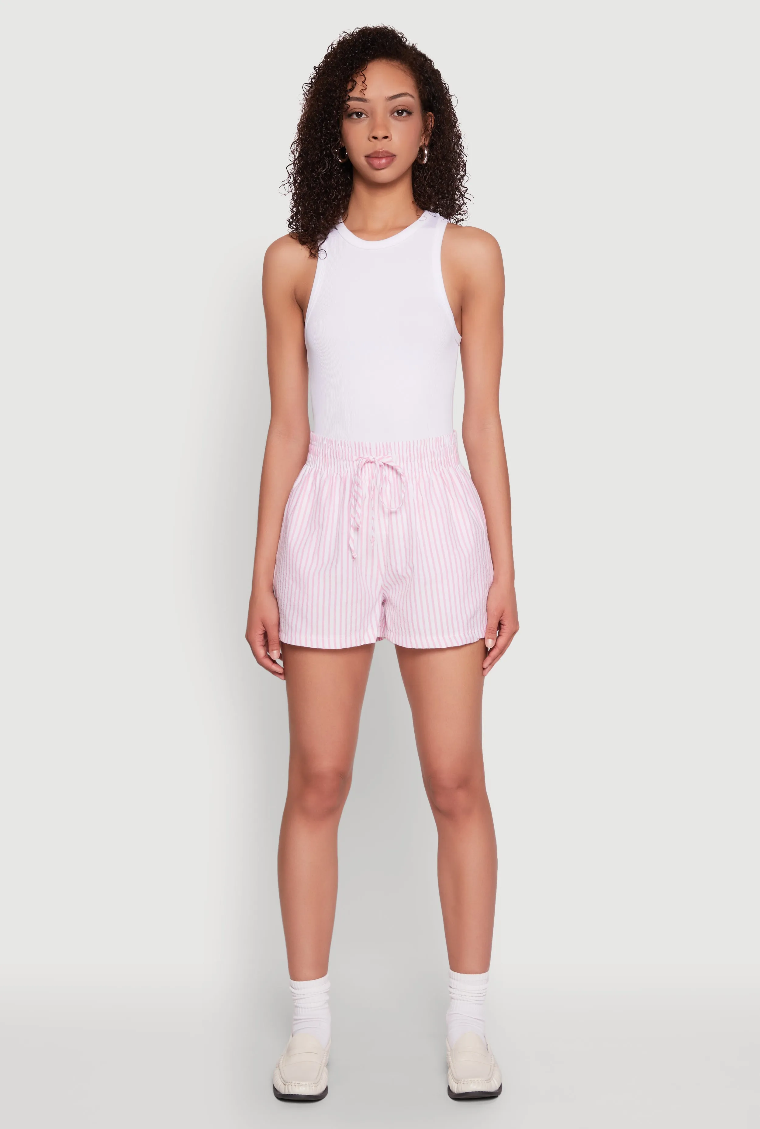 Seersucker Striped Drawstring Waist Shorts sold by Rainbow product image thumbnail 2