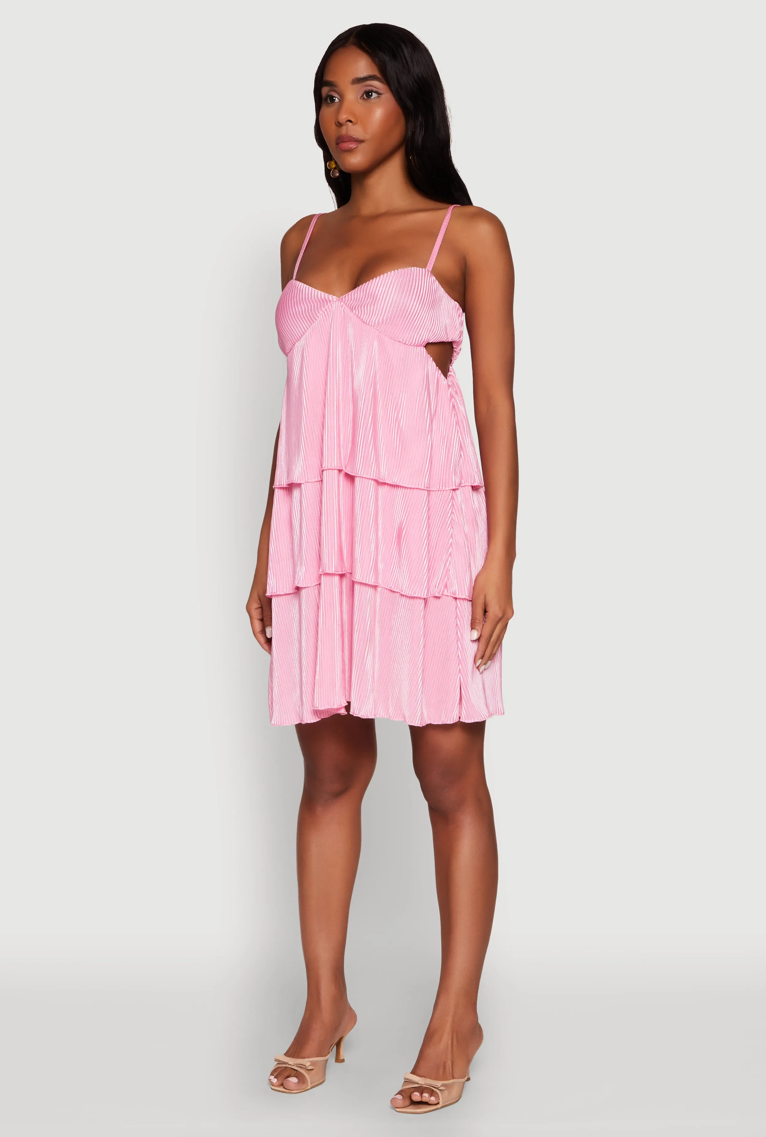 Plisse Cut Out Tiered Ruffle Mini Dress sold by Rainbow product image thumbnail 3