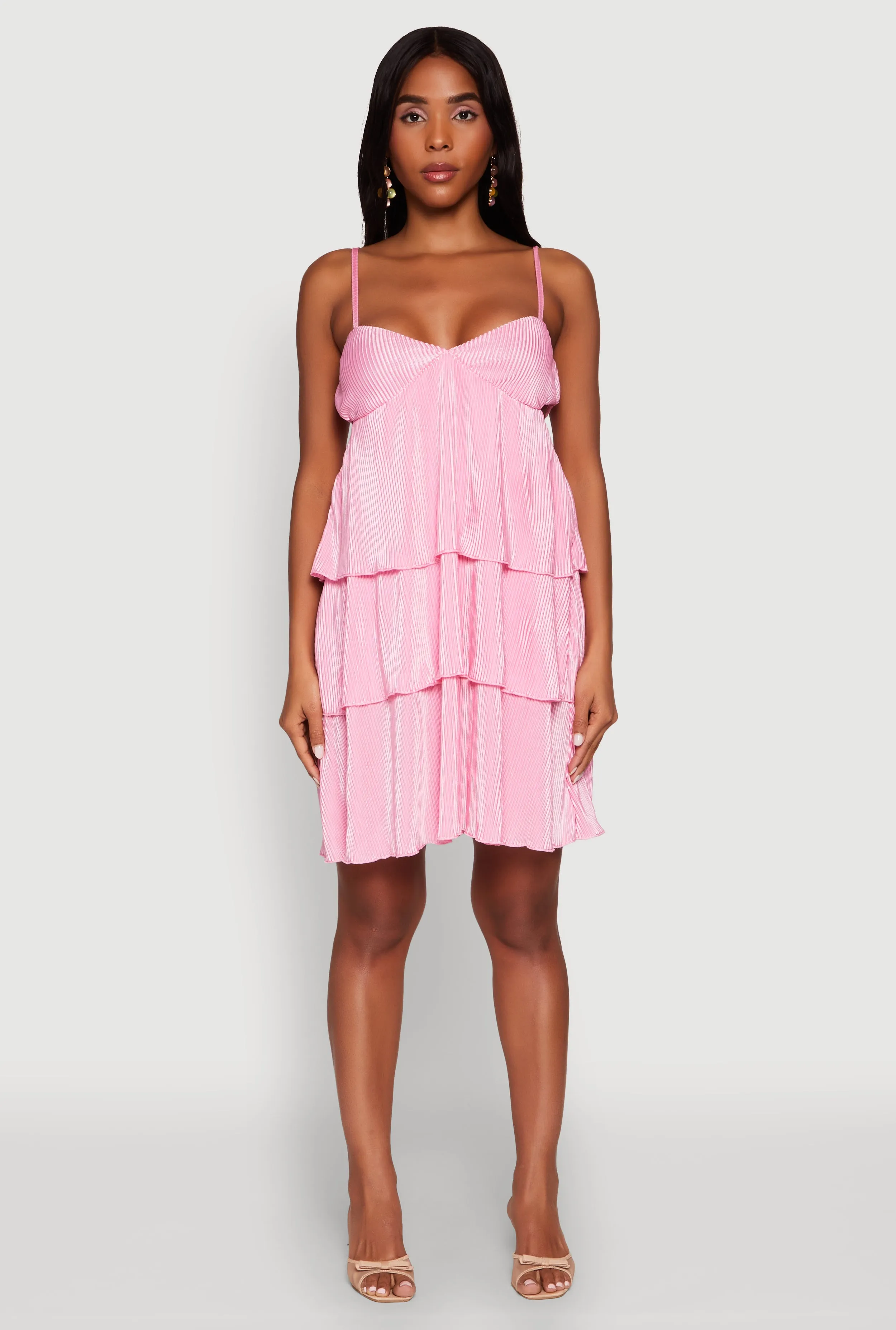 Plisse Cut Out Tiered Ruffle Mini Dress sold by Rainbow product image thumbnail 2