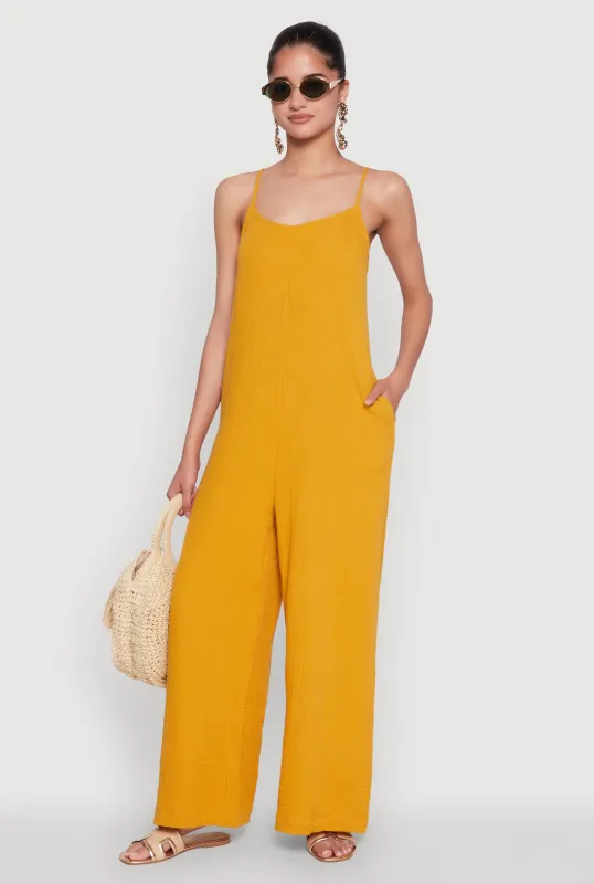 Gauze Knit Wide Leg Jumpsuit sold by Rainbow