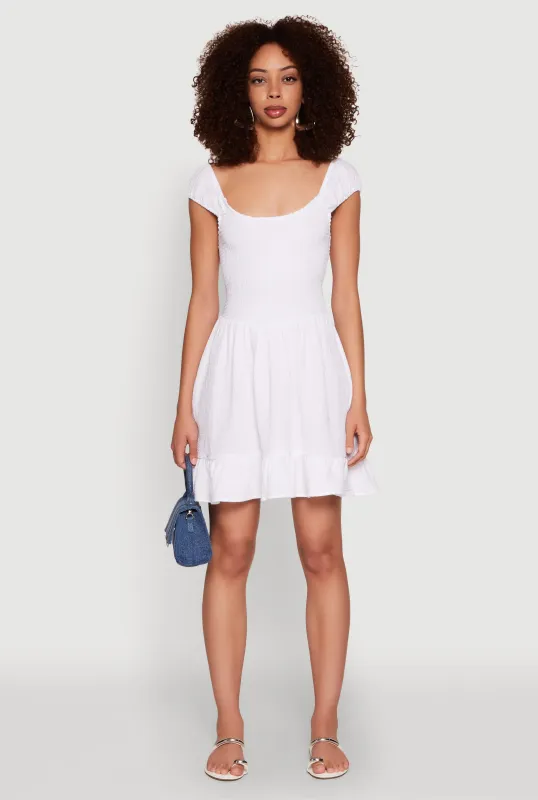 Gauze Knit Smocked Skater Dress sold by Rainbow