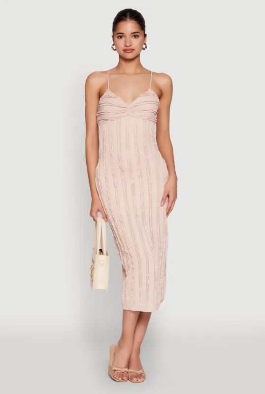 Crochet Detail Slit Back Cami Bodycon Dress sold by Rainbow