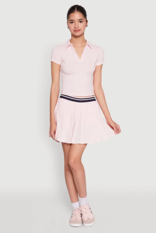 Varsity Stripe Waistband Pleated Tennis Skirt sold by Rainbow