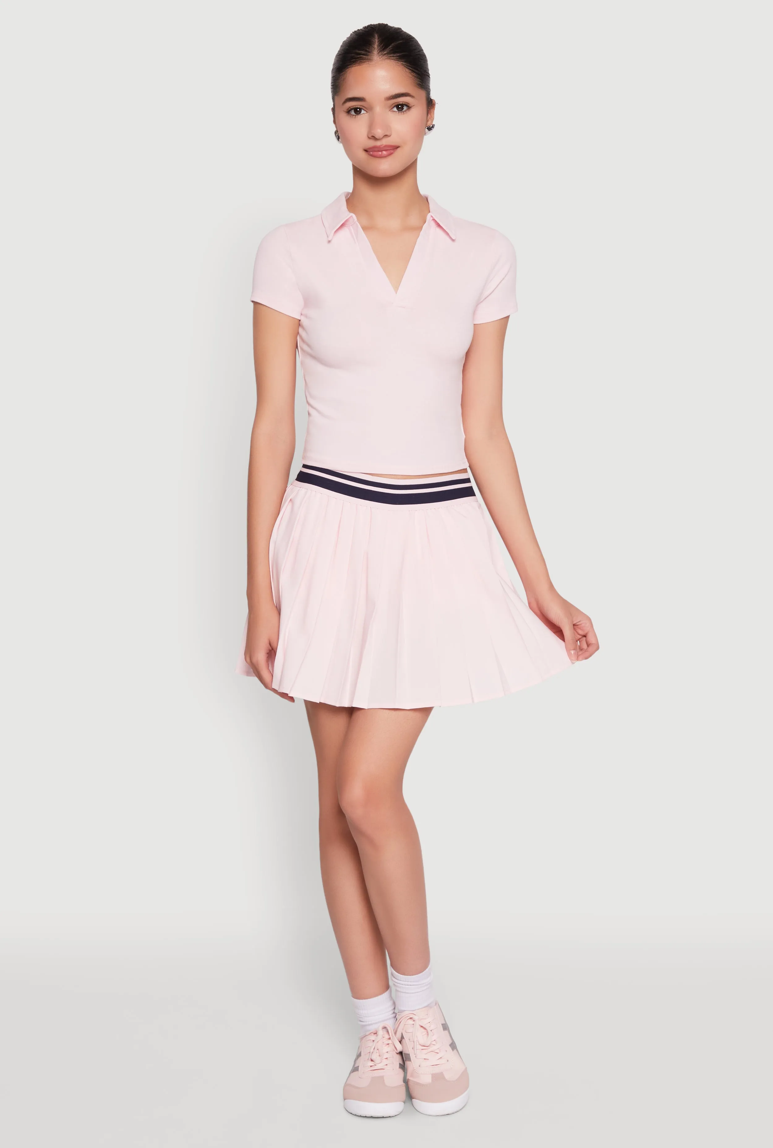 Varsity Stripe Waistband Pleated Tennis Skirt sold by Rainbow