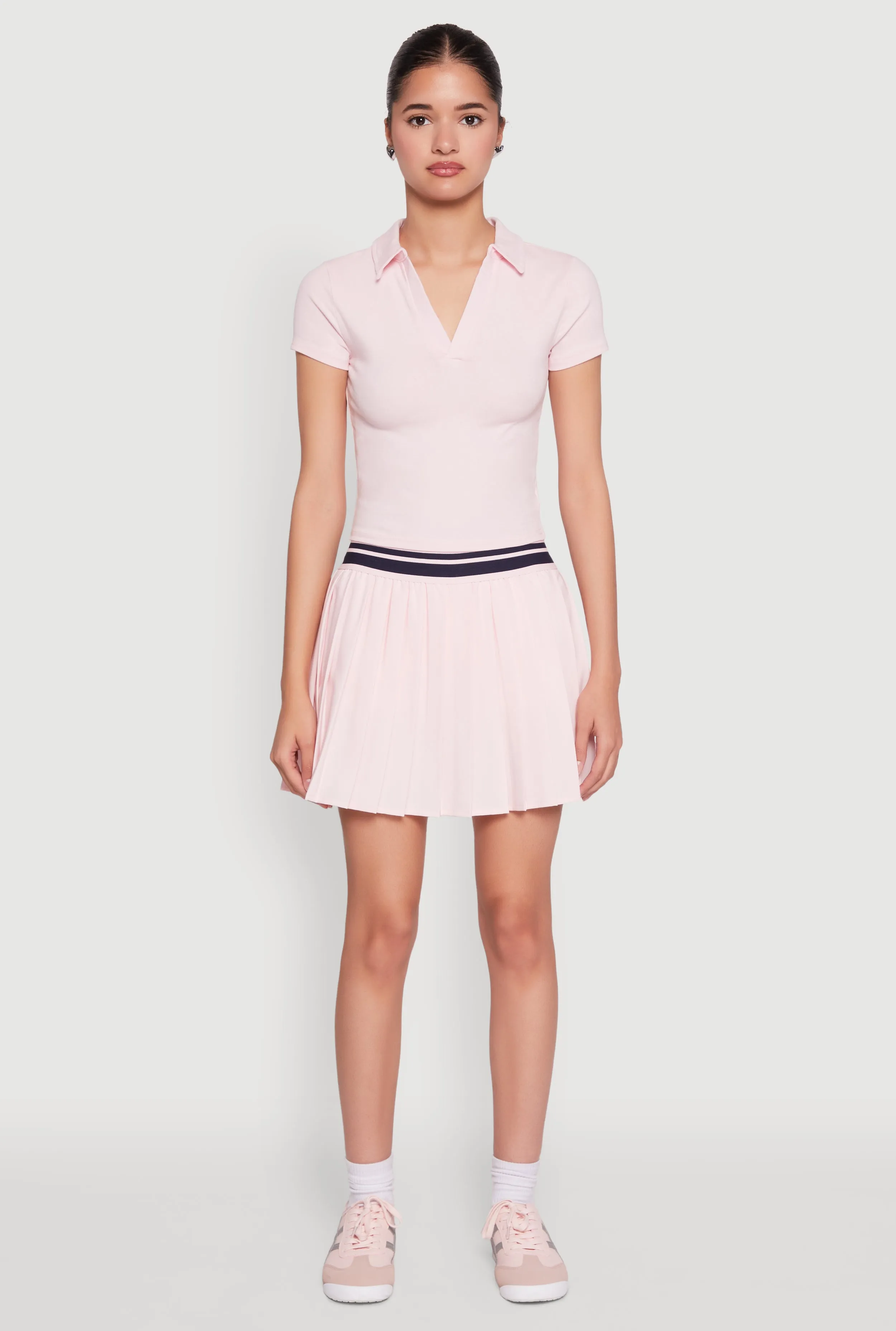 Varsity Stripe Waistband Pleated Tennis Skirt sold by Rainbow product image thumbnail 2