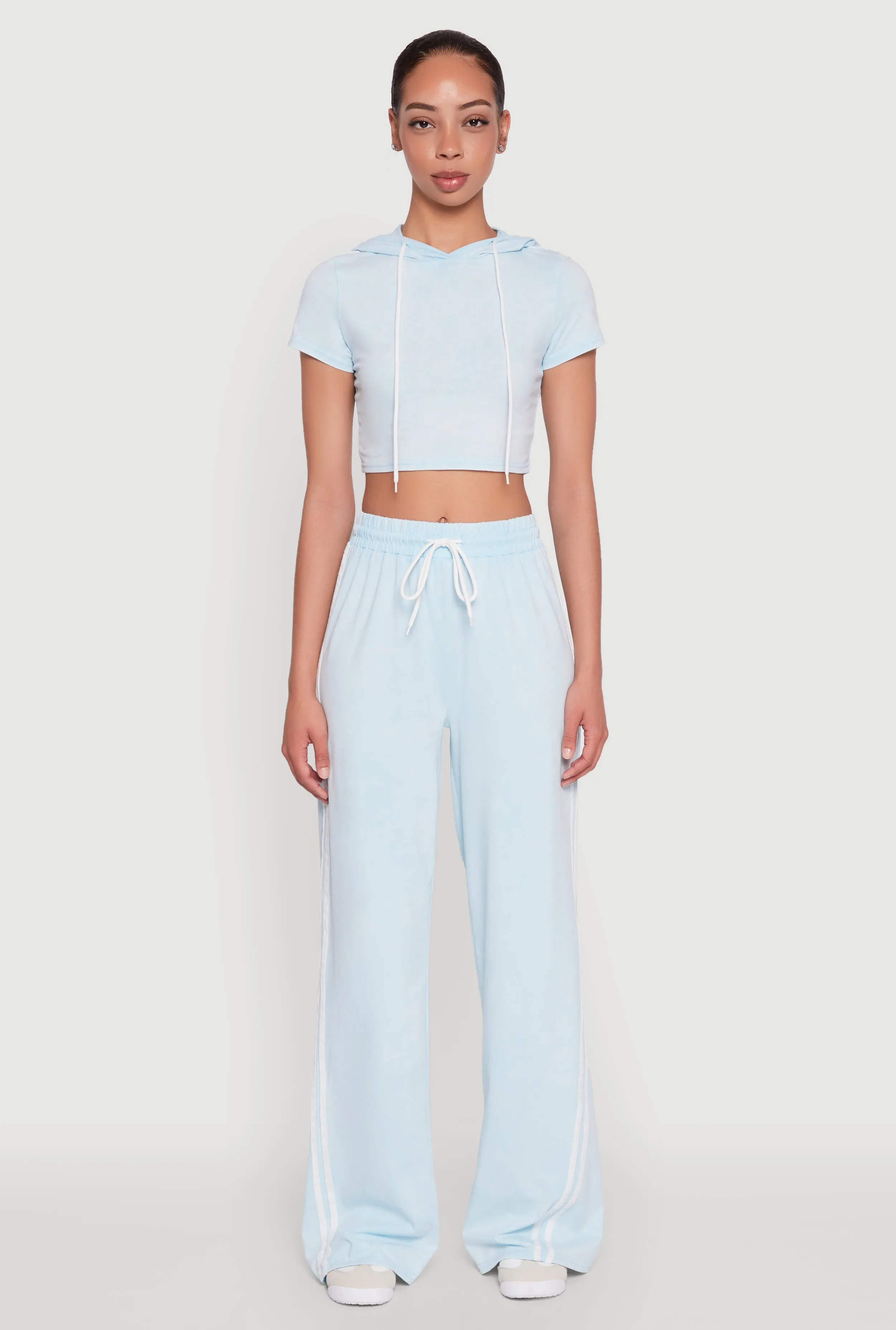 Daisy Mineral Wash Varsity Stripe Hooded Crop Top sold by Rainbow product image thumbnail 3