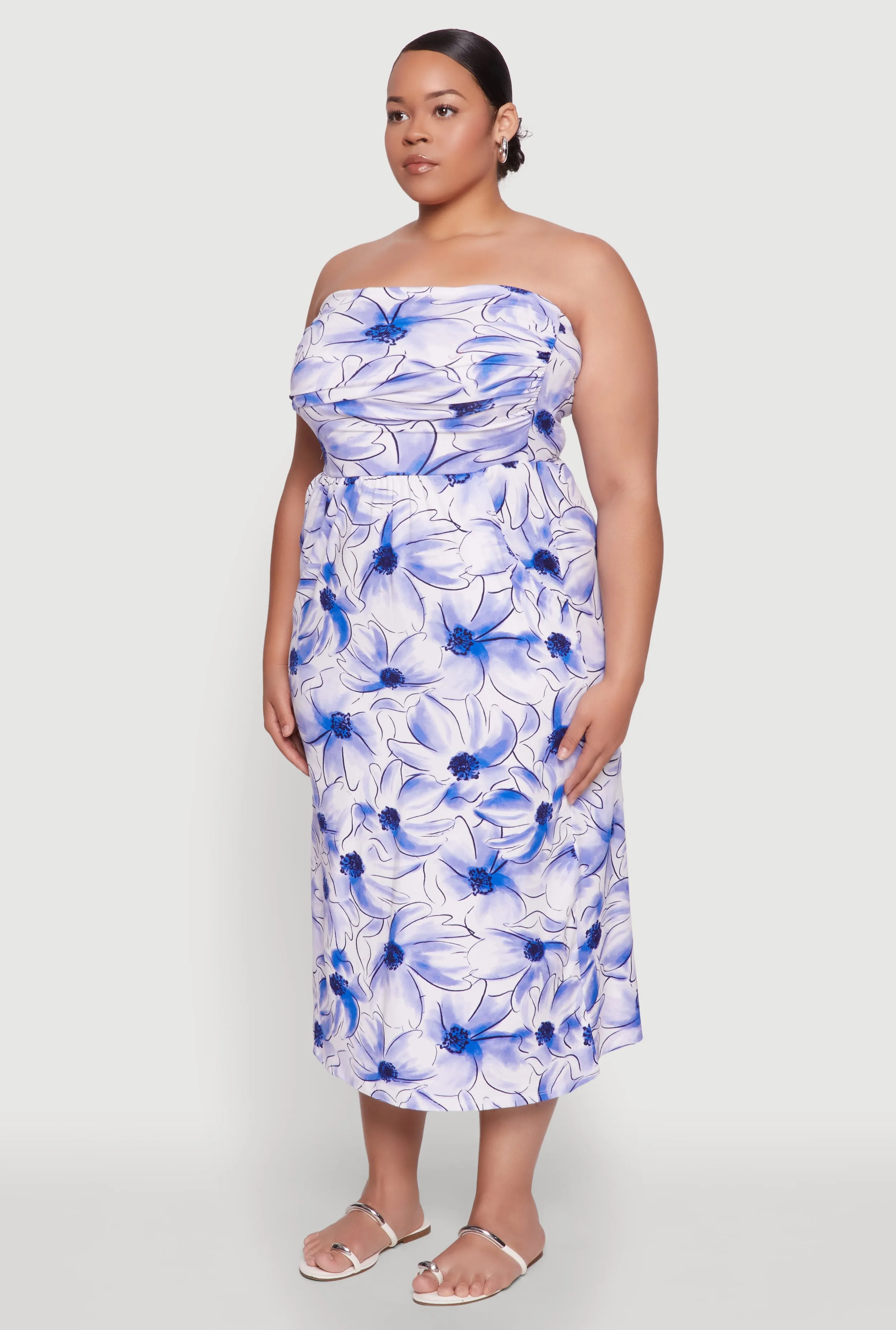 Watercolor Floral Print Maxi Tube Dress sold by Rainbow product image thumbnail 3