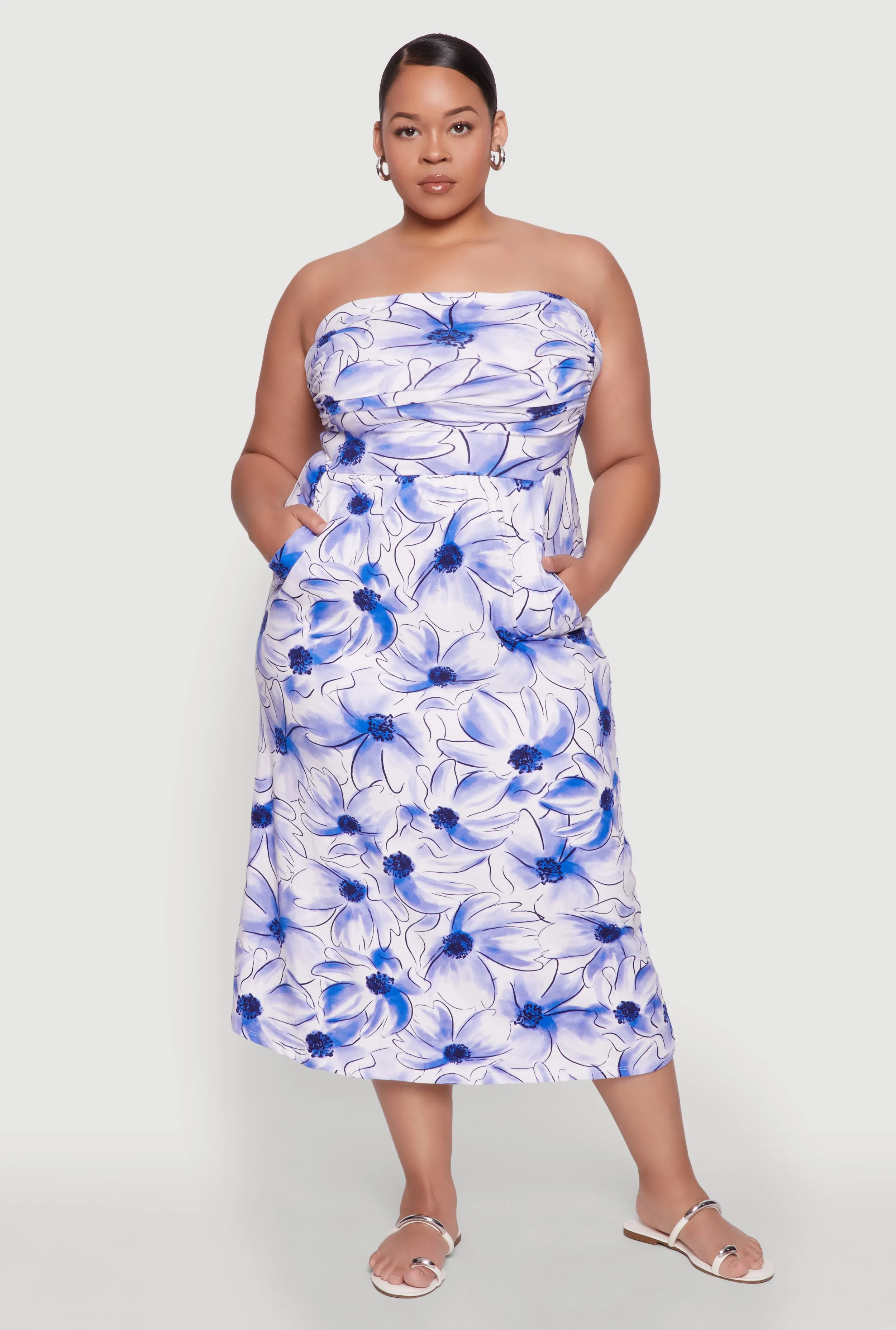 Watercolor Floral Print Maxi Tube Dress sold by Rainbow product image thumbnail 2