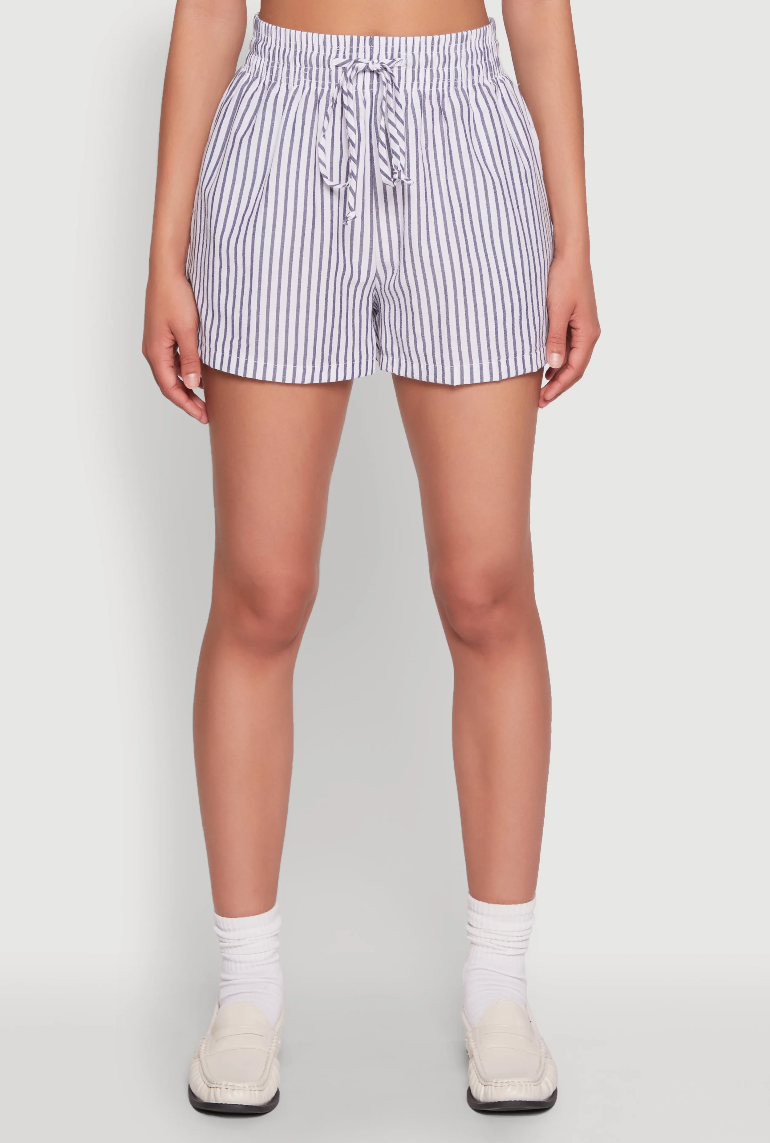 Seersucker Striped Drawstring Waist Shorts sold by Rainbow product image thumbnail 5