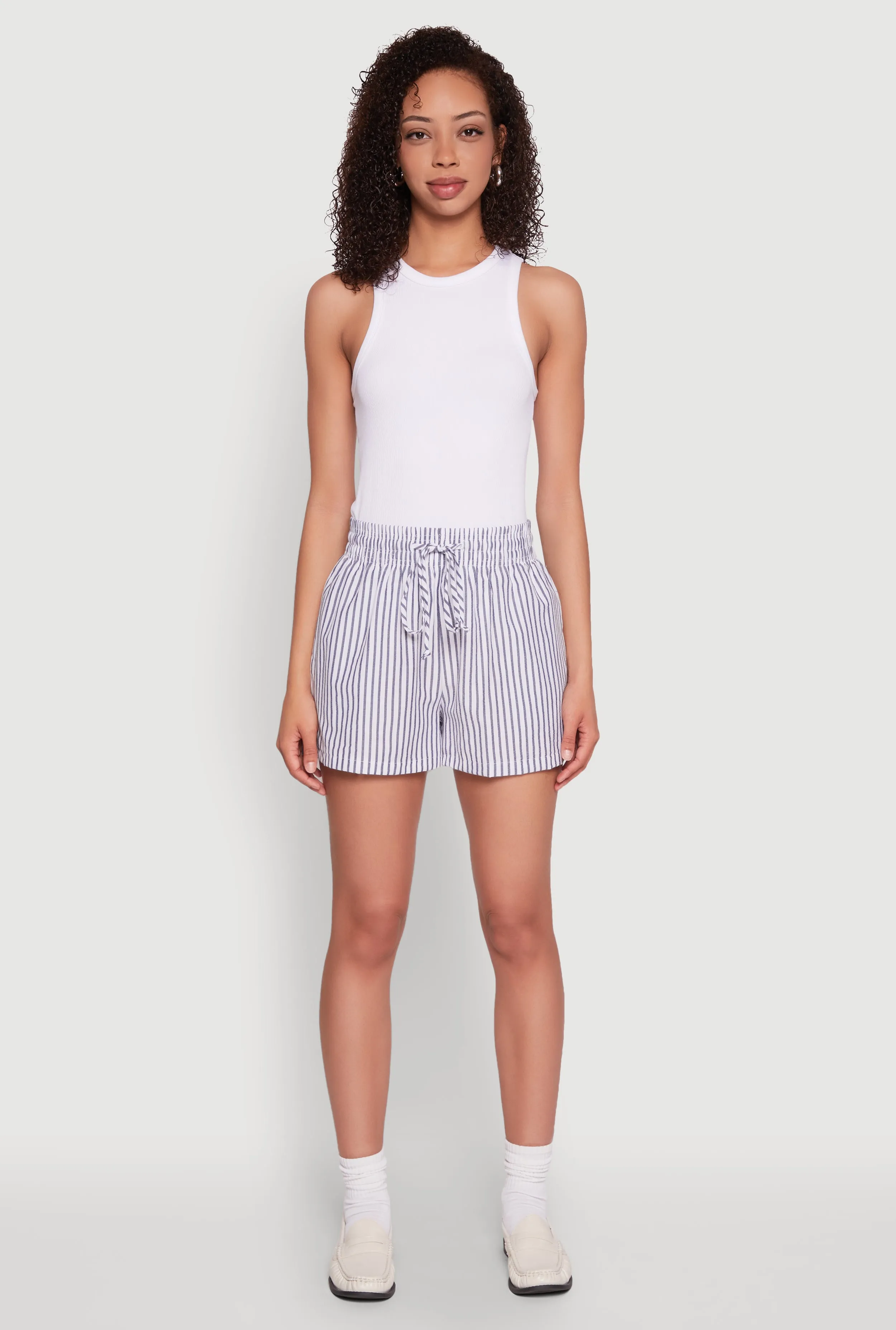 Seersucker Striped Drawstring Waist Shorts sold by Rainbow product image thumbnail 2