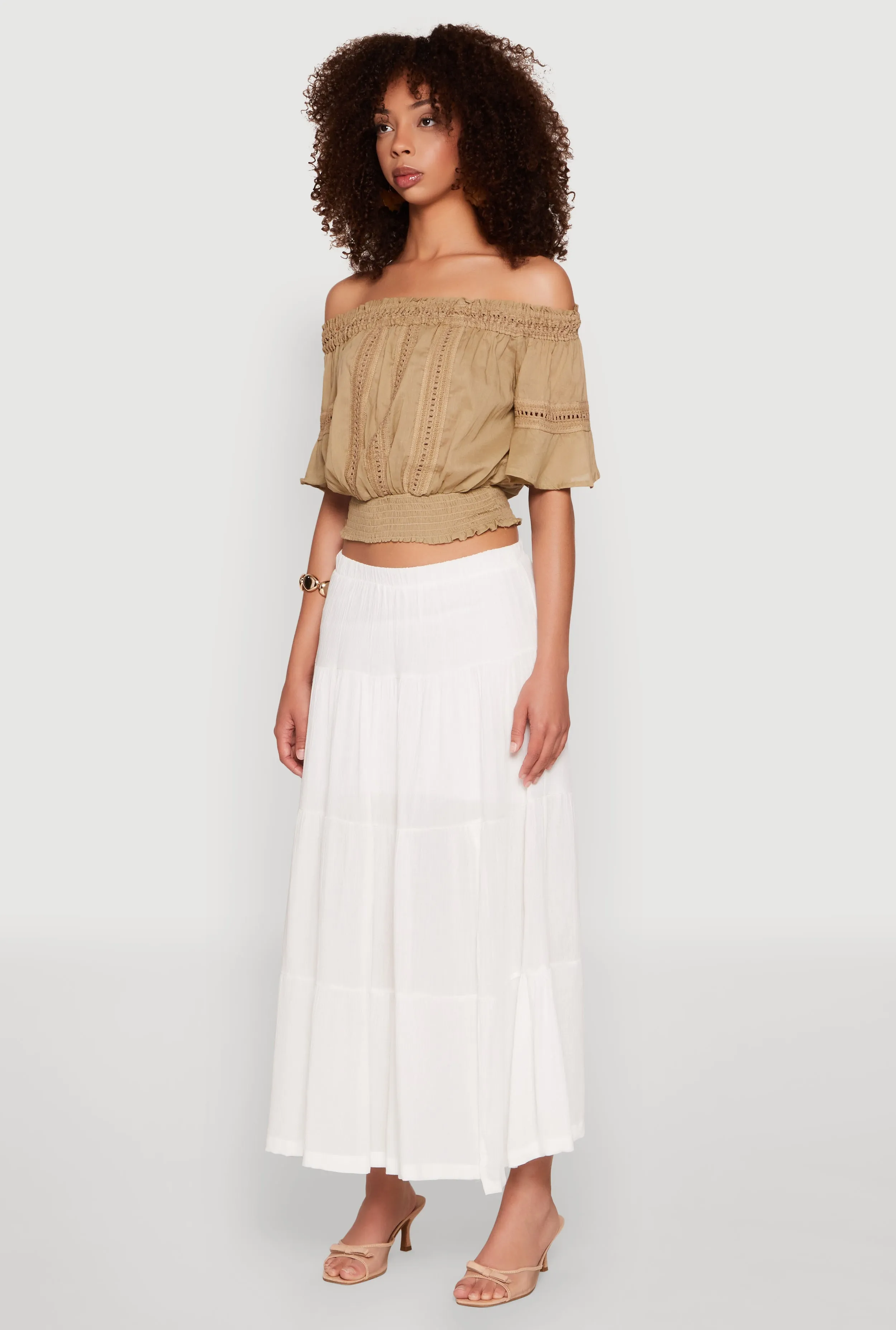 Side Slit Tiered Maxi Skirt sold by Rainbow product image thumbnail 3