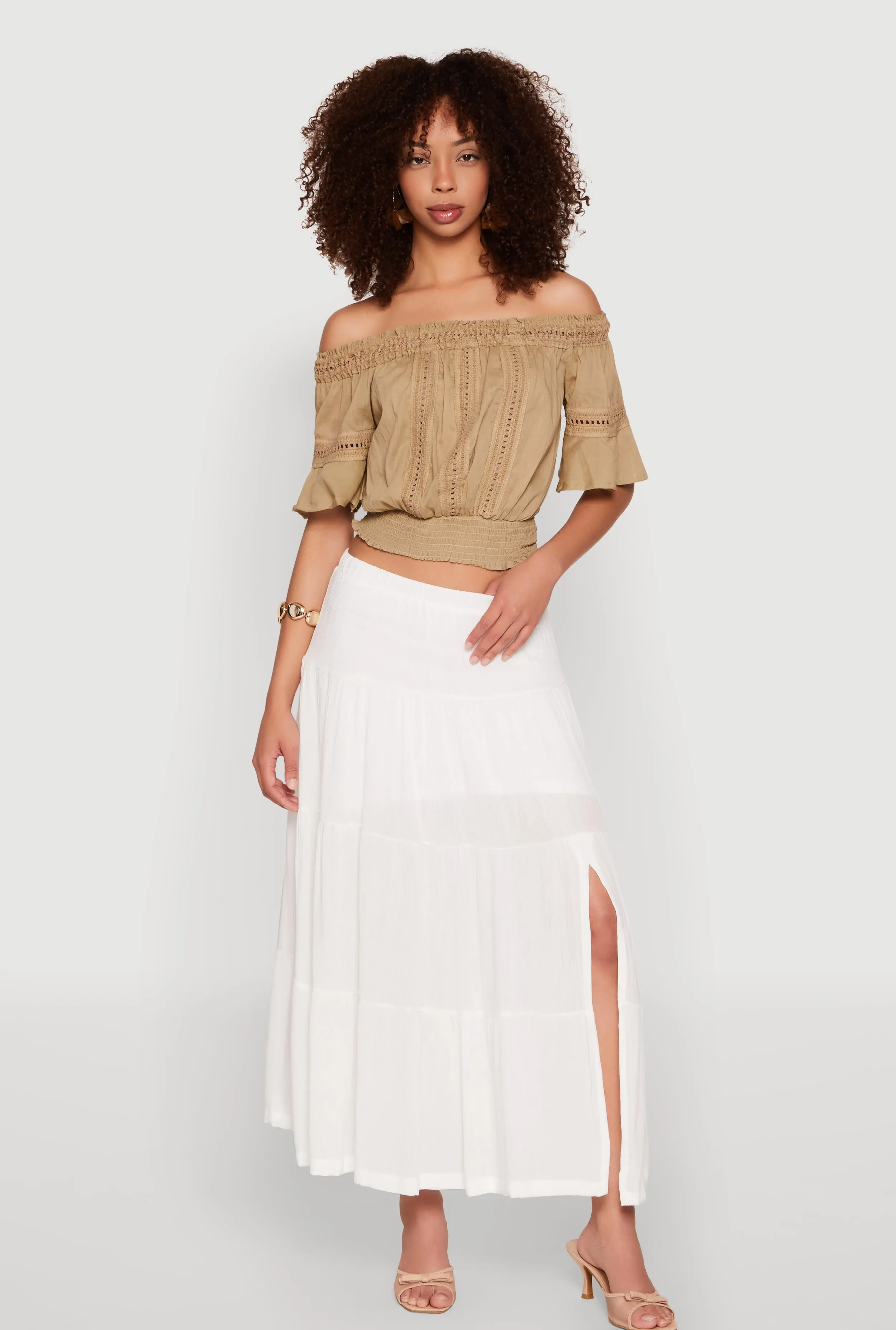 Side Slit Tiered Maxi Skirt sold by Rainbow product image thumbnail 2
