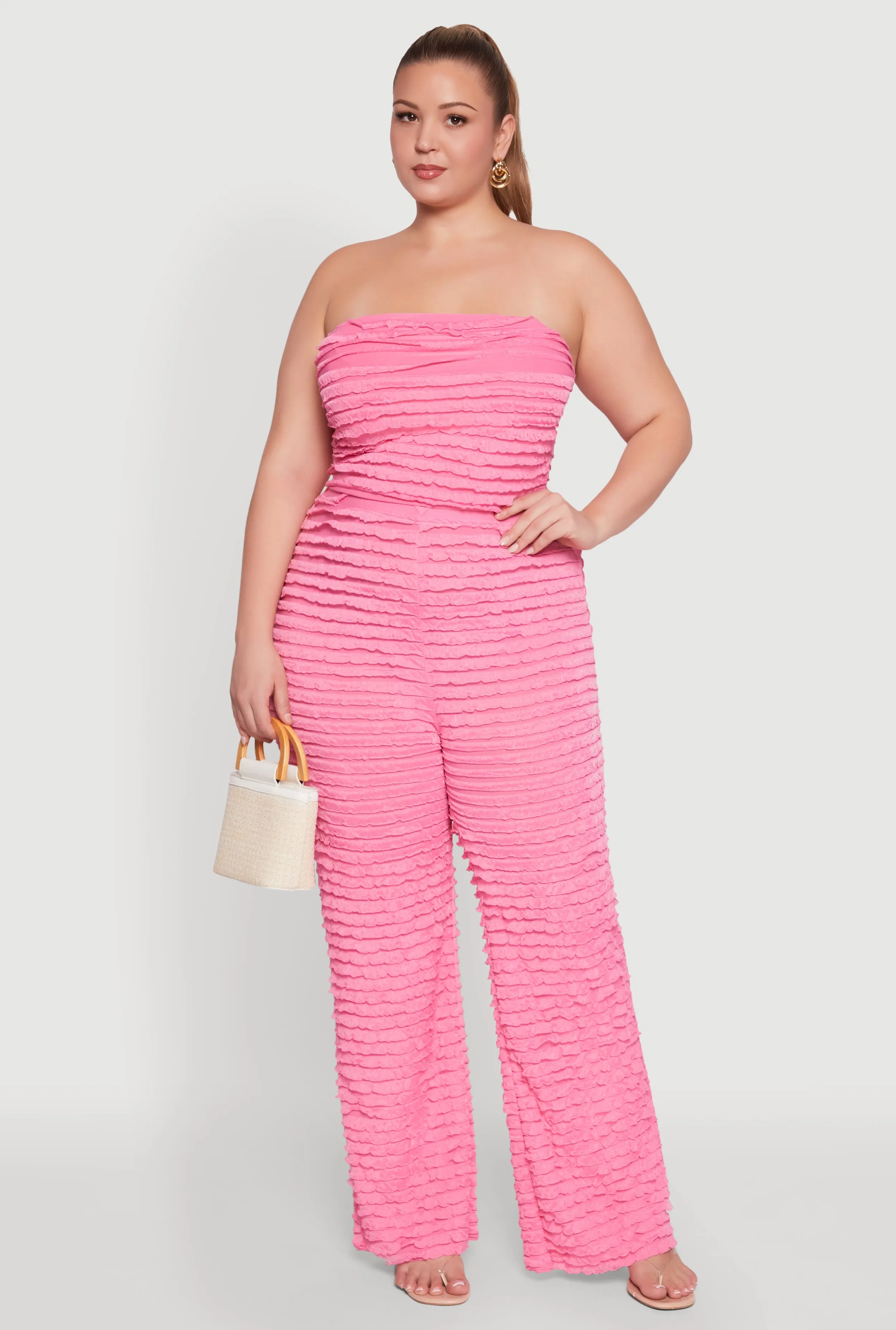 Plus Size Lettuce Edge Mesh Tube Top sold by Rainbow product image thumbnail 2