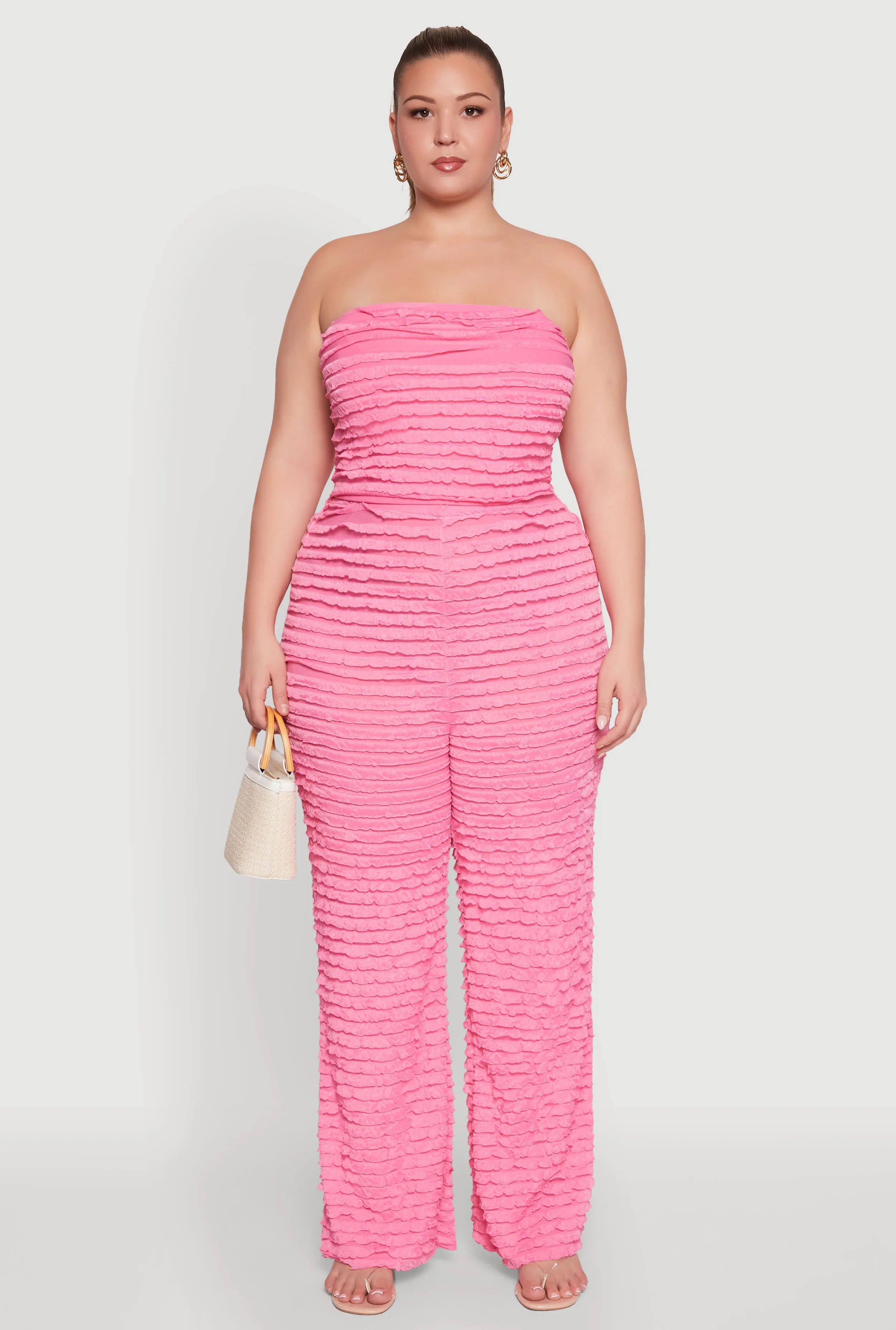 Plus Size Lettuce Edge Mesh Tube Top sold by Rainbow product image thumbnail 3