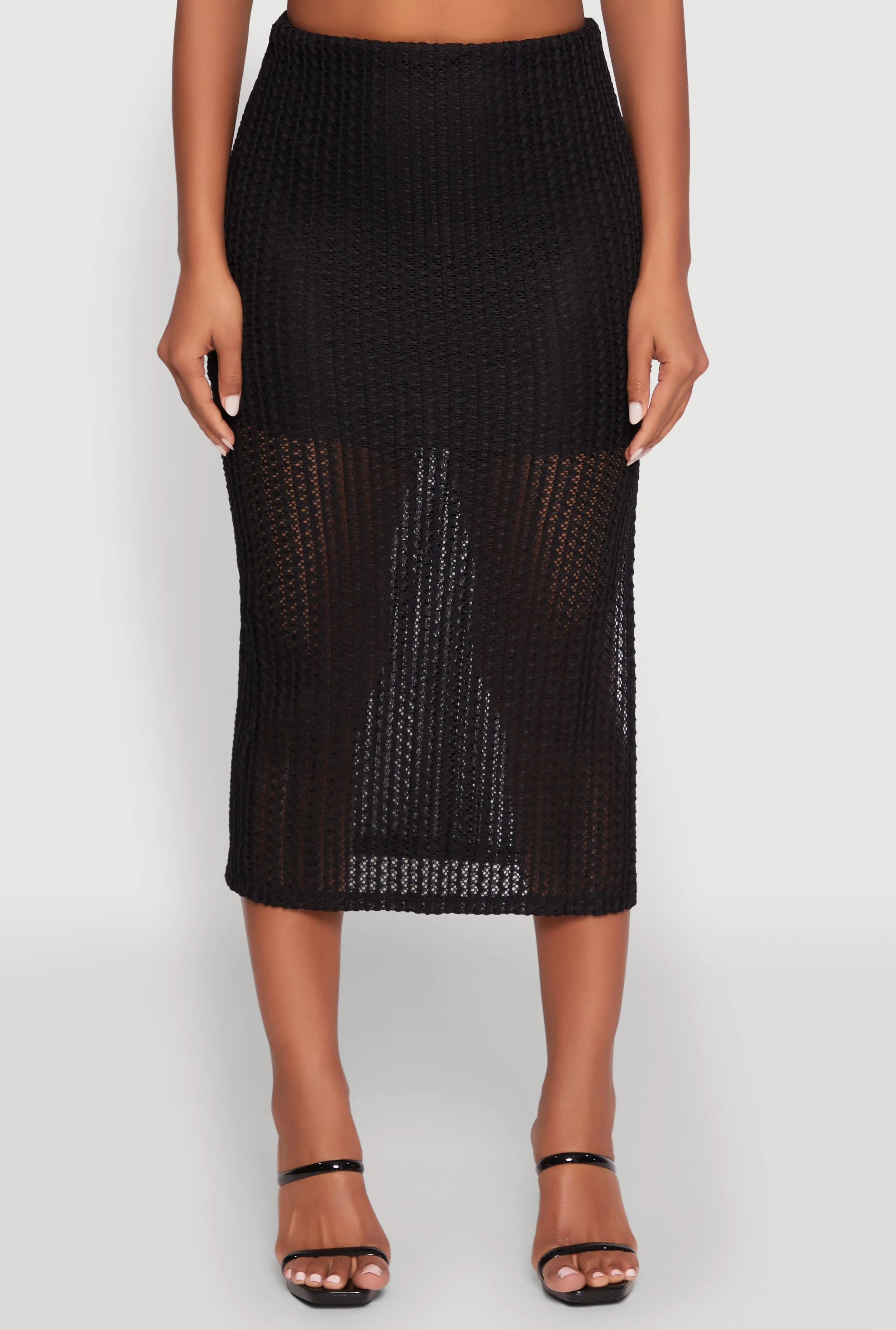 Lined Textured Knit Side Slit Skirt sold by Rainbow product image thumbnail 3