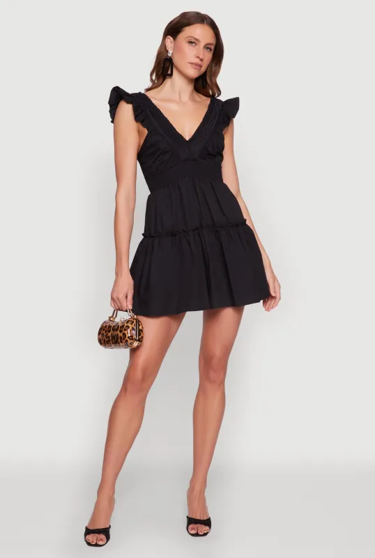 Ruffle Cap Sleeve Tiered Dress sold by Rainbow