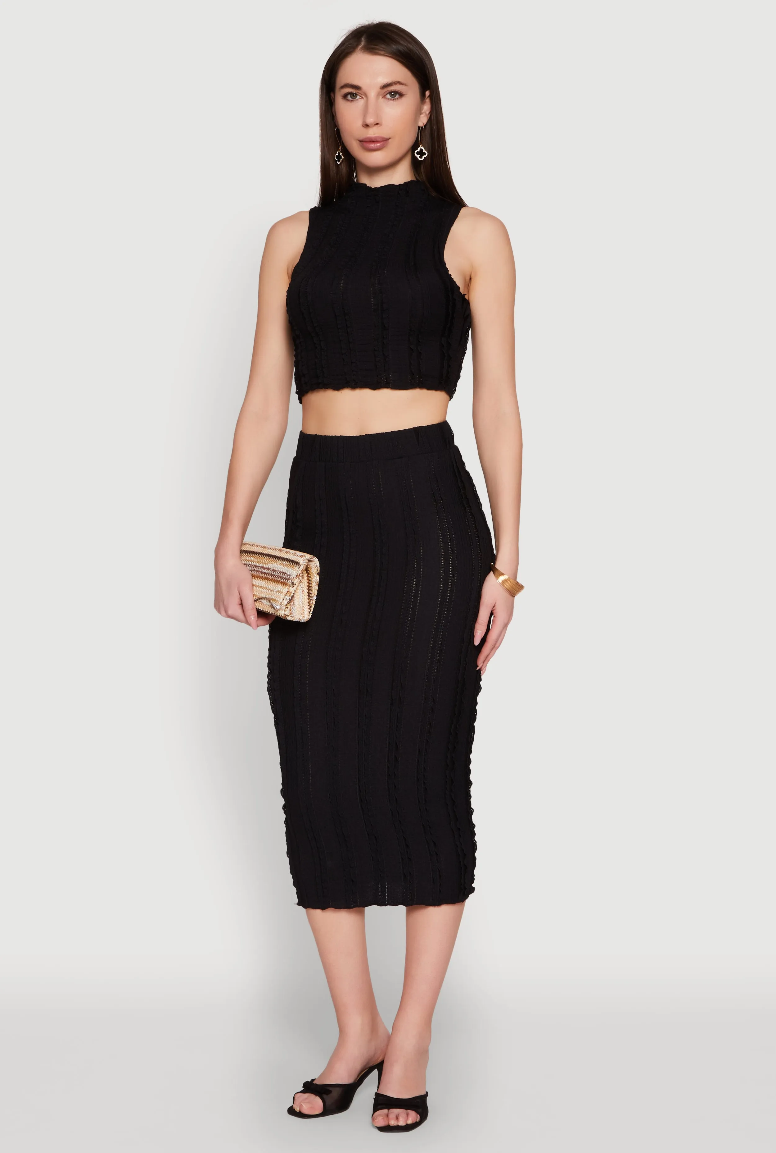 Textured Knit High Waisted Midi Skirt sold by Rainbow product image thumbnail 2