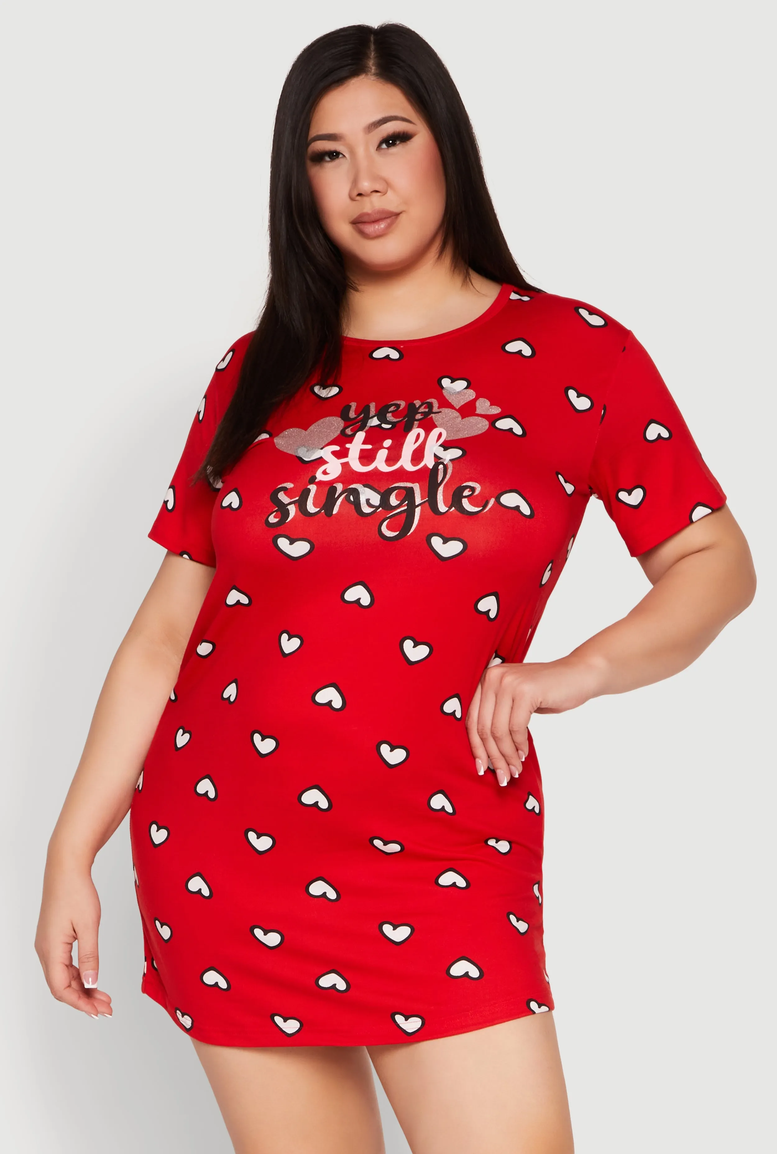 Plus Size Yep Still Single Graphic Nightgown sold by Rainbow