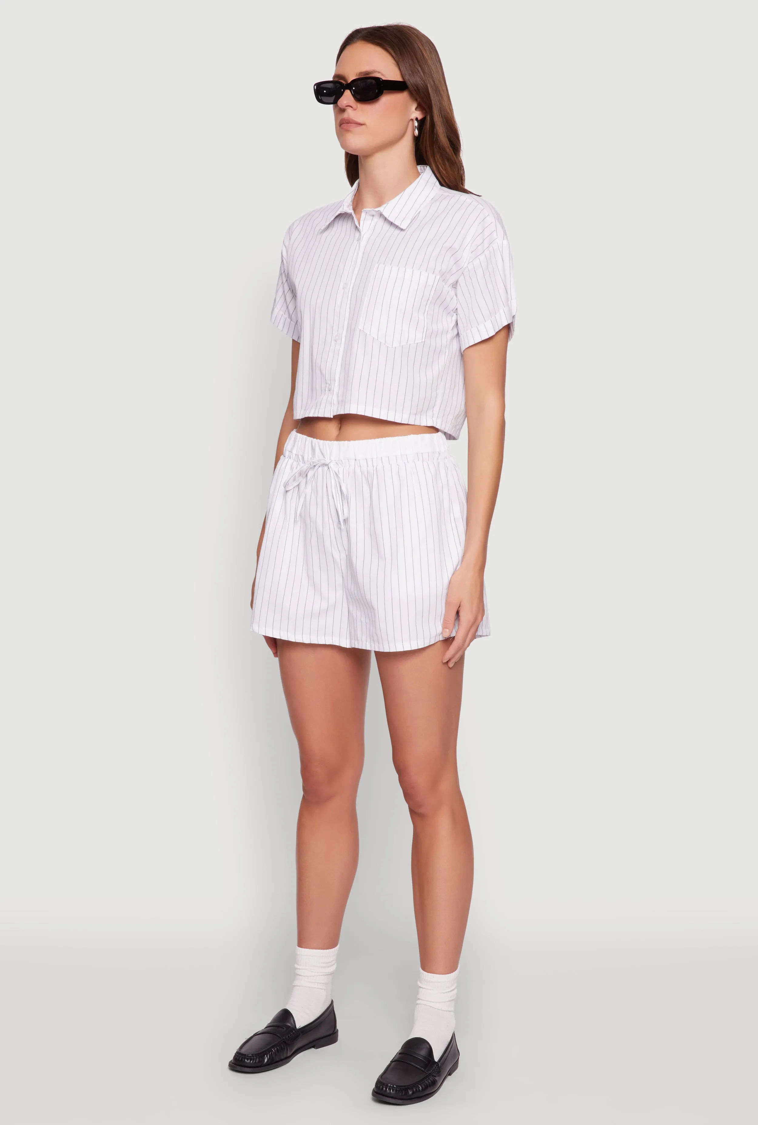 Iris Pinstripe Cropped Shirt sold by Rainbow product image thumbnail 5