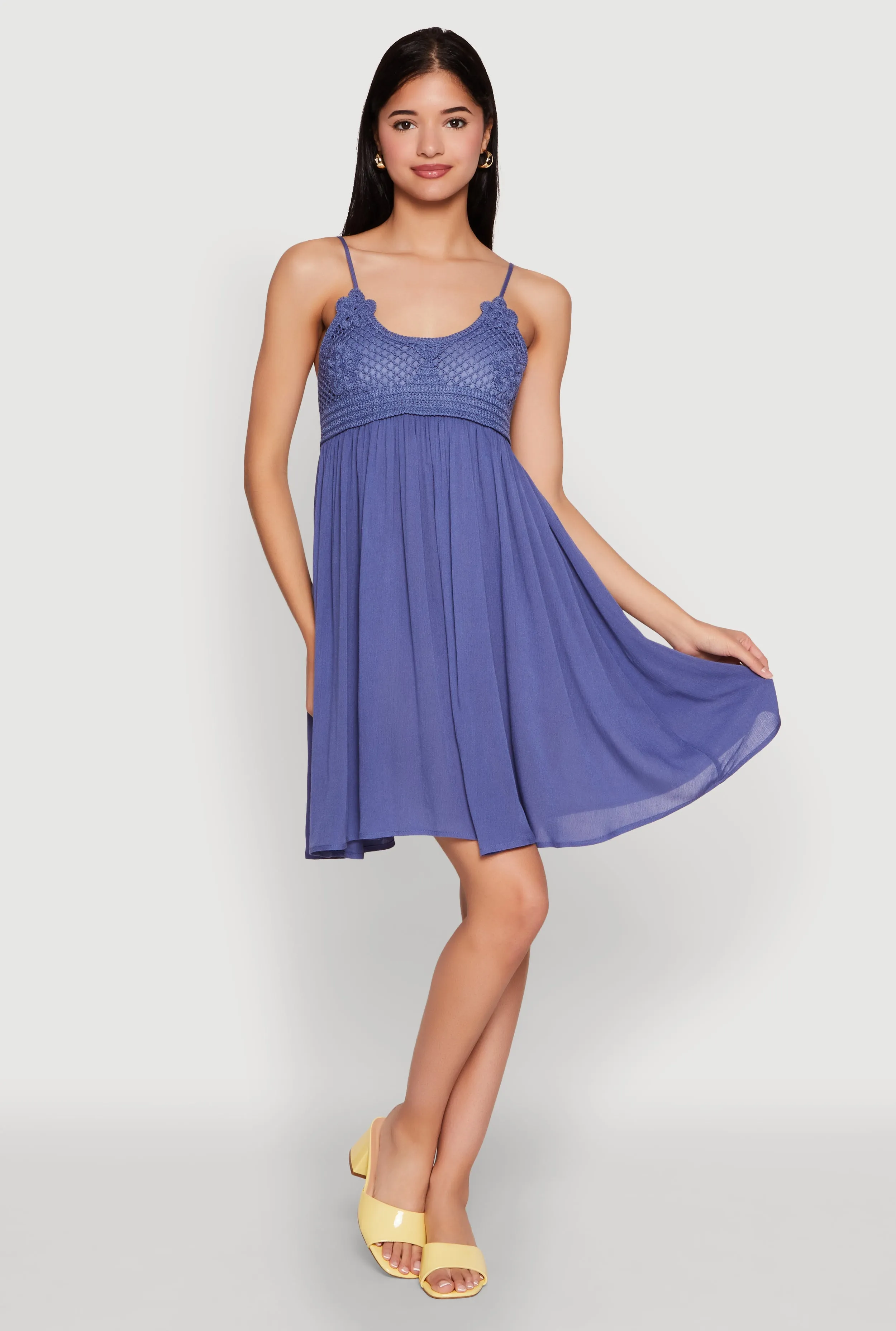 Floral Crochet Detail Empire Waist Mini Dress sold by Rainbow product image thumbnail 2