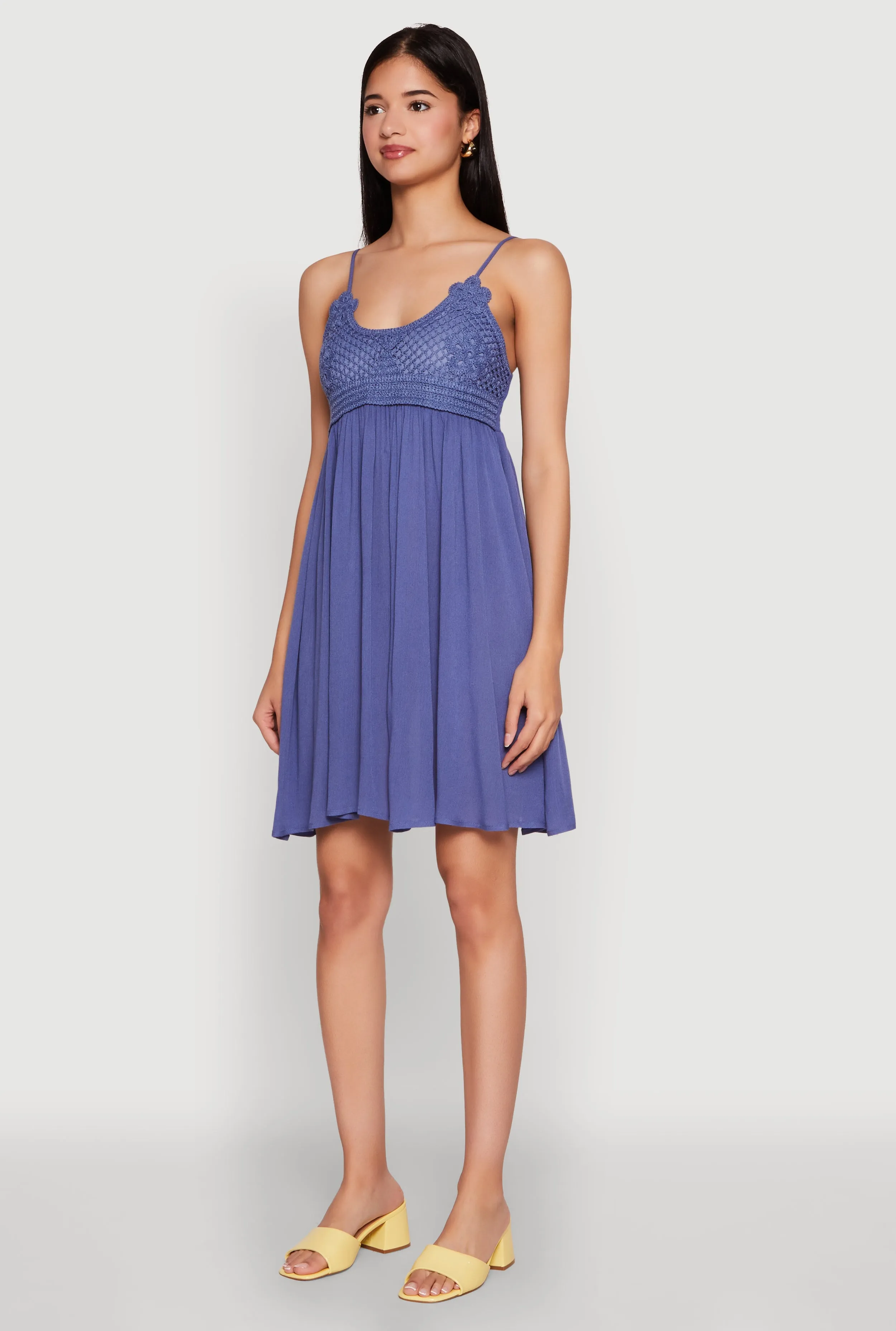 Floral Crochet Detail Empire Waist Mini Dress sold by Rainbow product image thumbnail 3