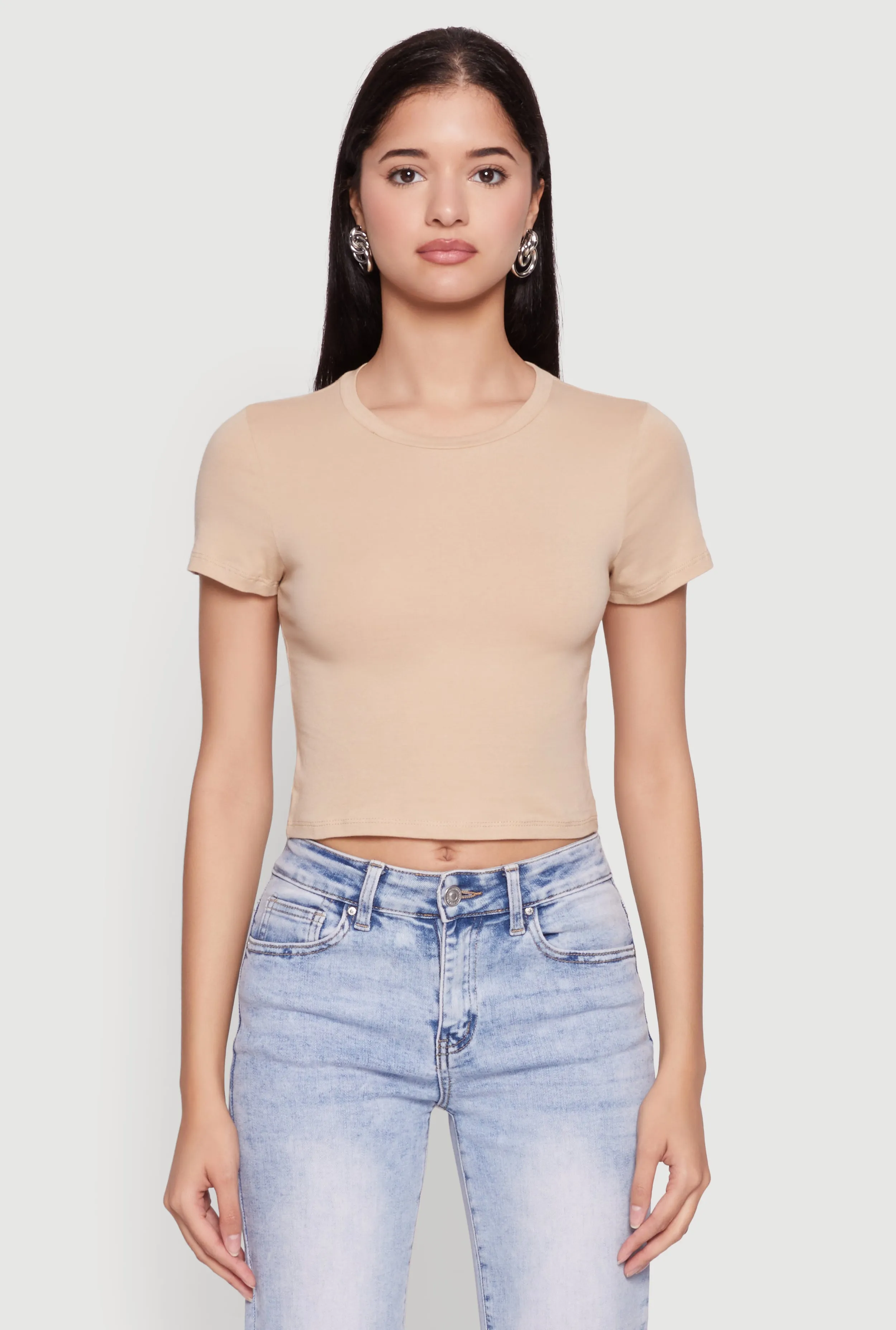 Cropped Short Sleeve Crew Neck Tee sold by Rainbow product image thumbnail 2