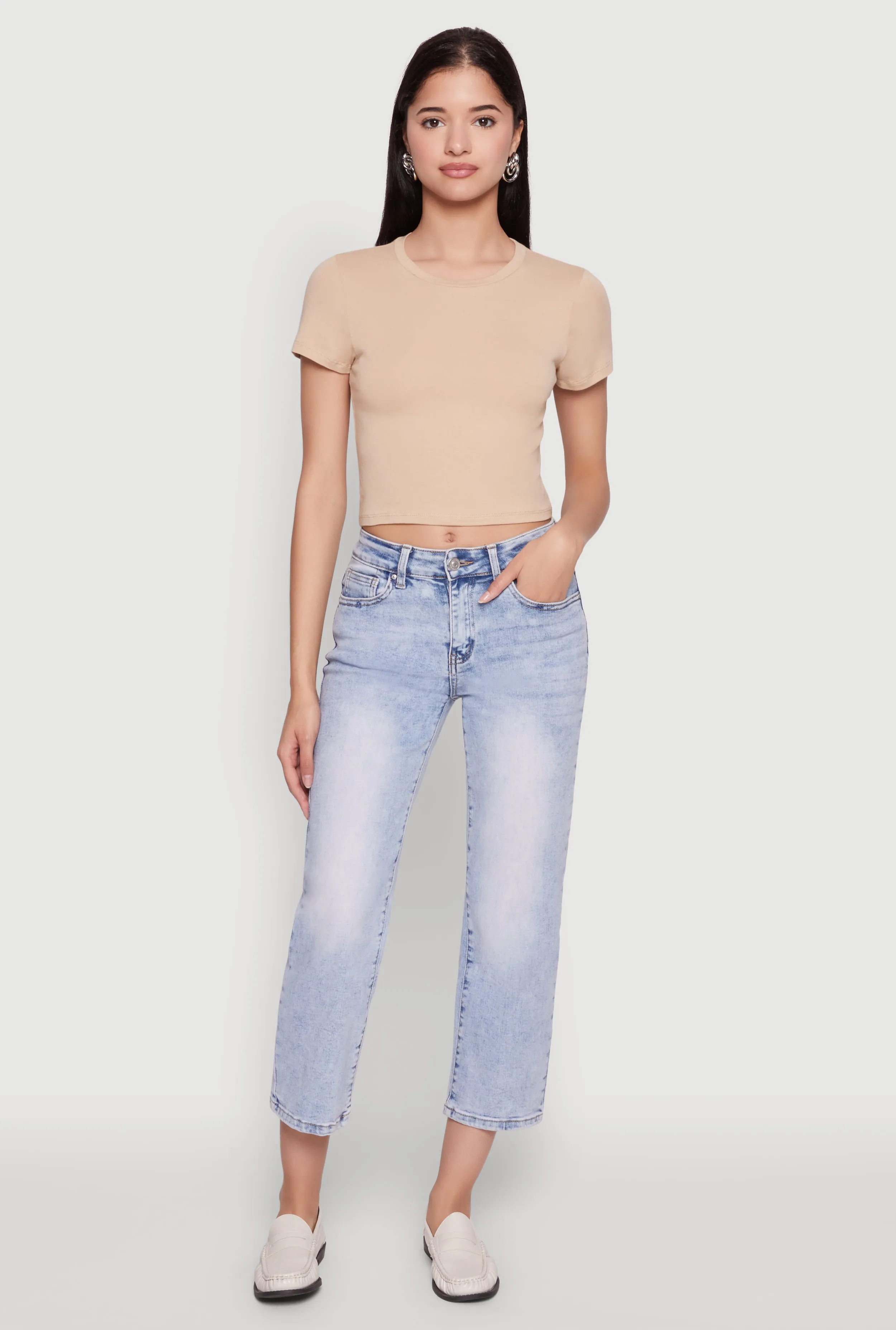 Cropped Short Sleeve Crew Neck Tee sold by Rainbow