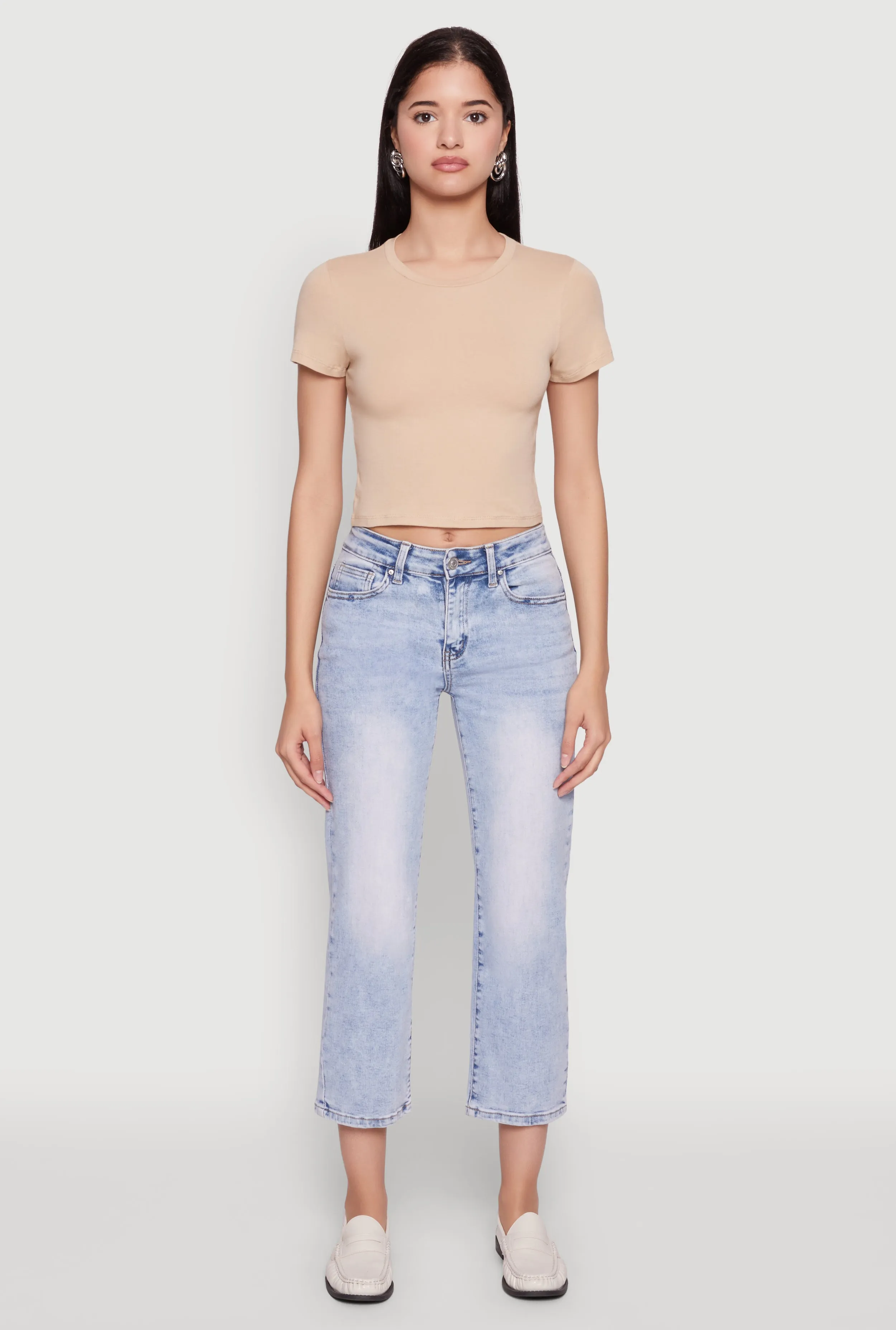 Cropped Short Sleeve Crew Neck Tee sold by Rainbow product image thumbnail 3