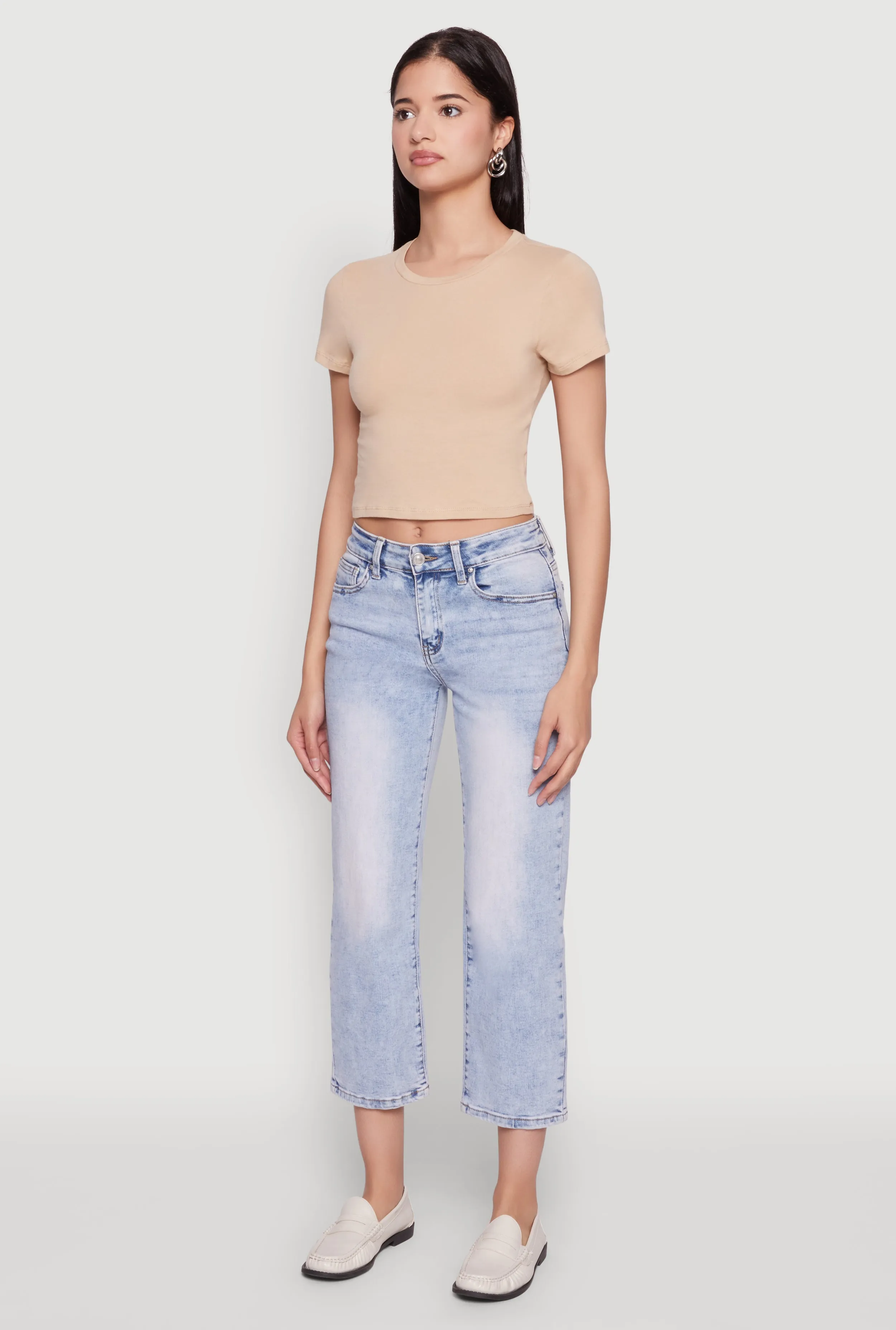 Cropped Short Sleeve Crew Neck Tee sold by Rainbow product image thumbnail 5