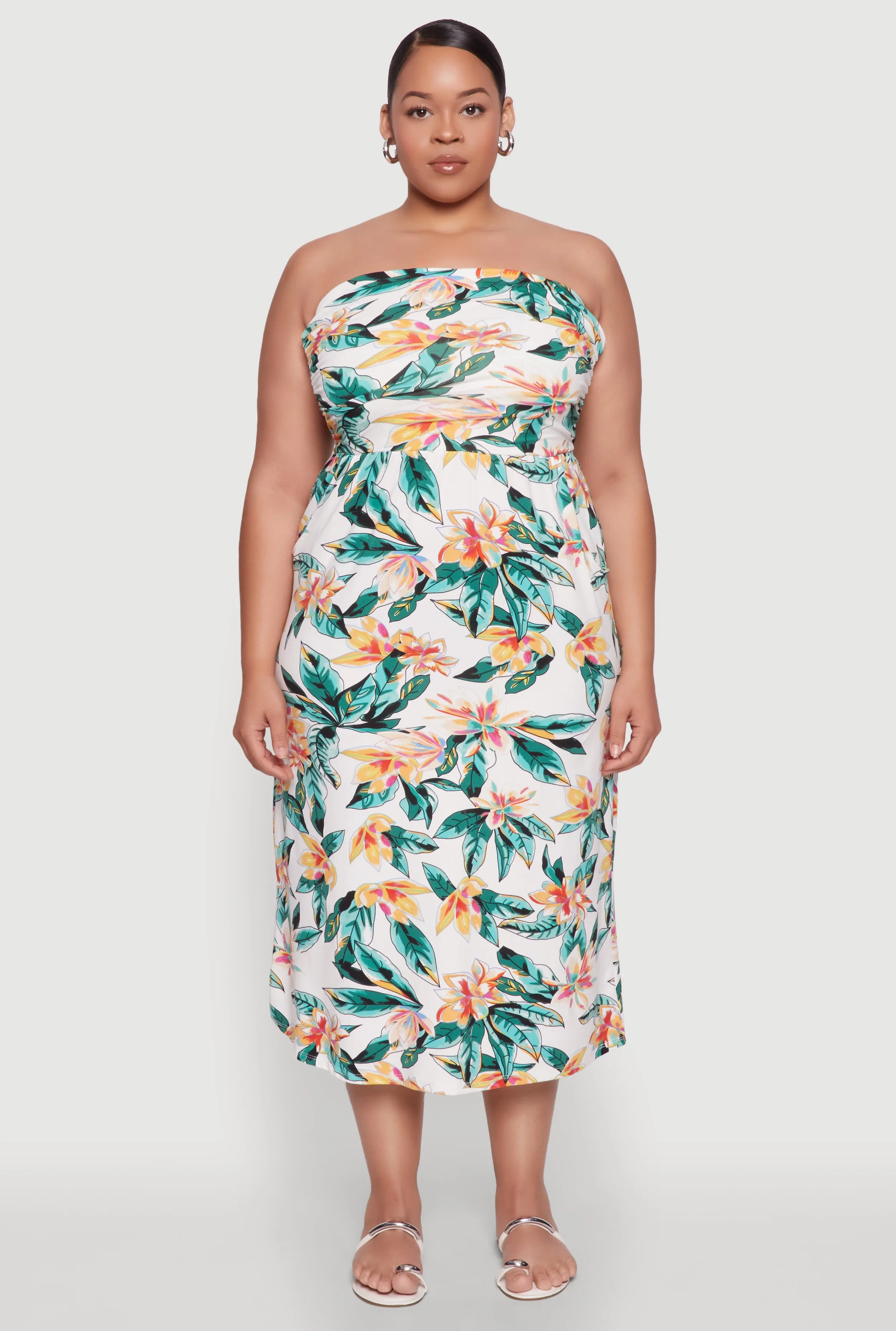 Plus Size Floral Print Midi Tube Dress sold by Rainbow