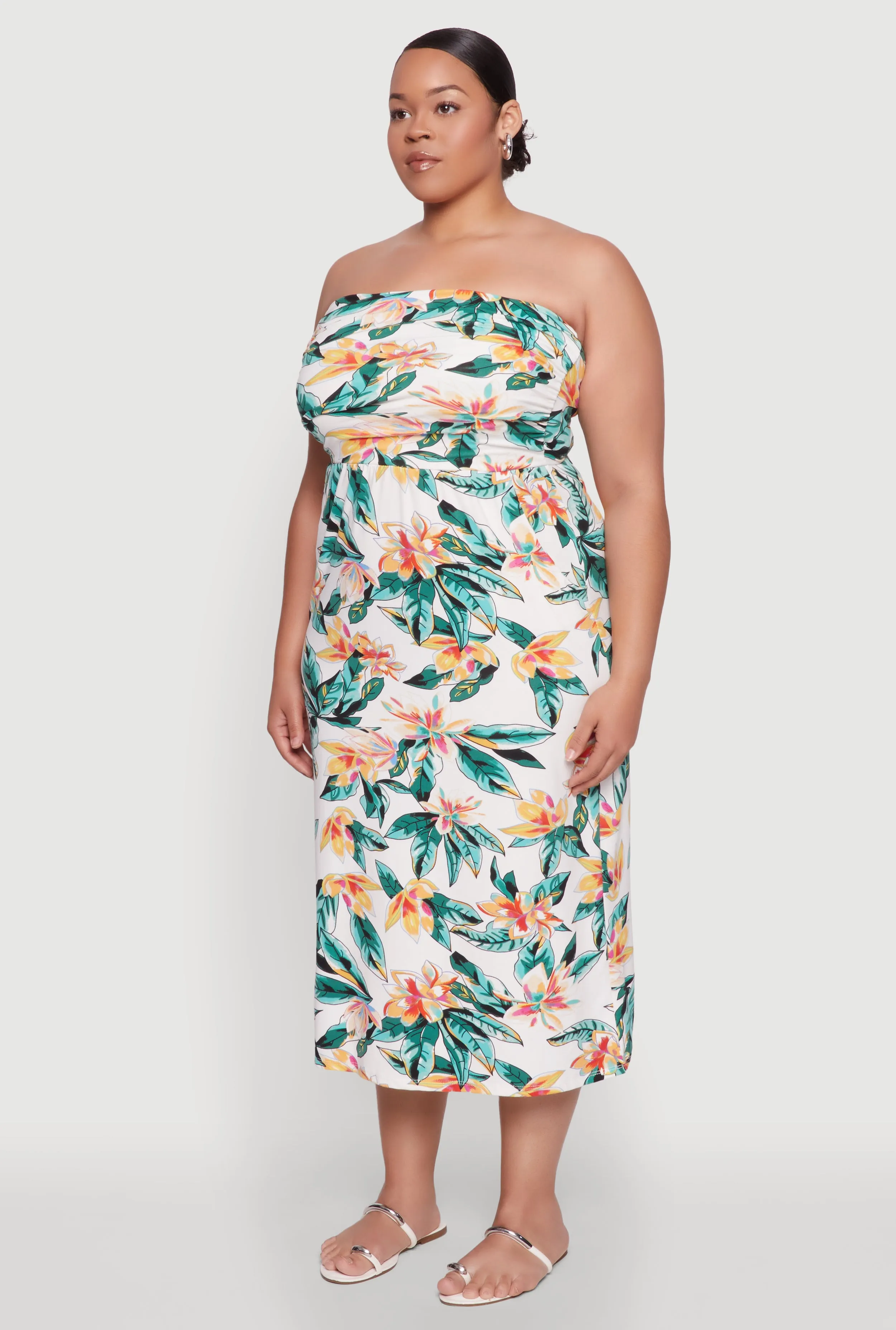 Plus Size Floral Print Midi Tube Dress sold by Rainbow product image thumbnail 3