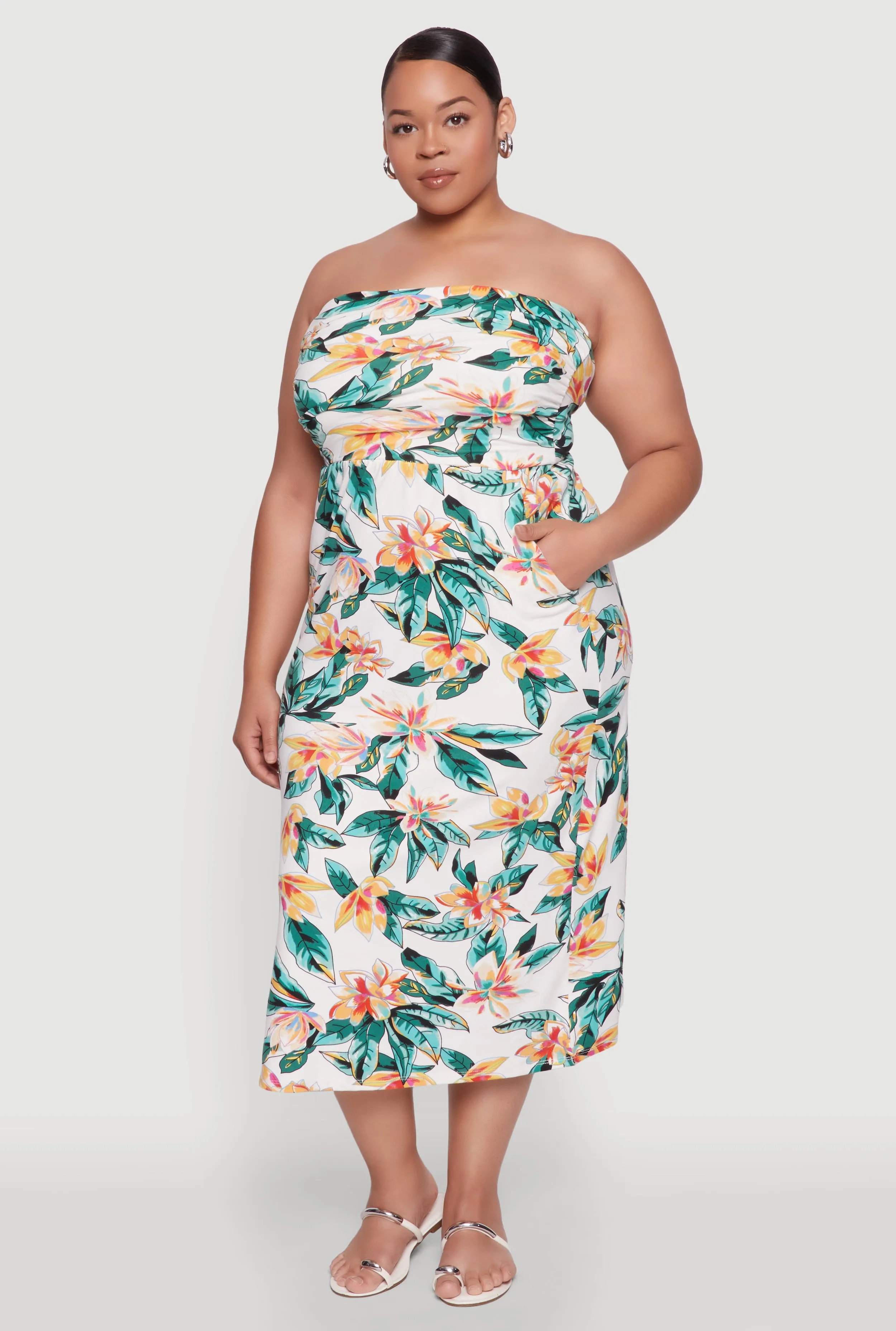 Plus Size Floral Print Midi Tube Dress sold by Rainbow product image thumbnail 2