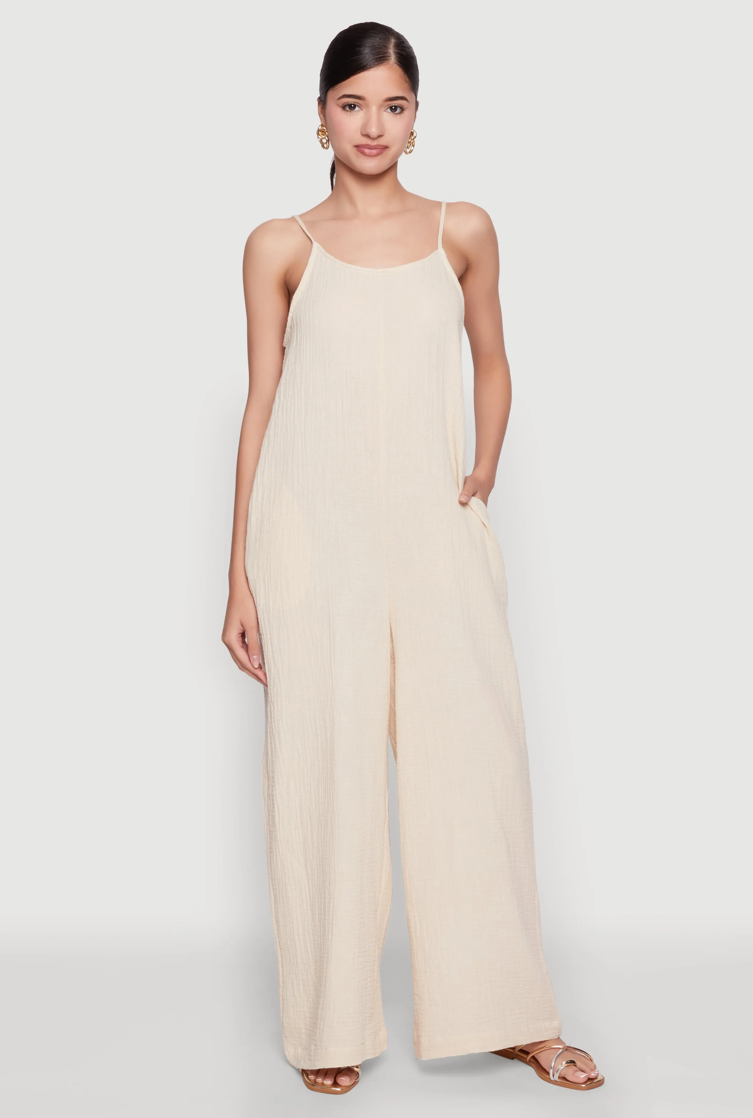 Gauze Knit Wide Leg Jumpsuit sold by Rainbow