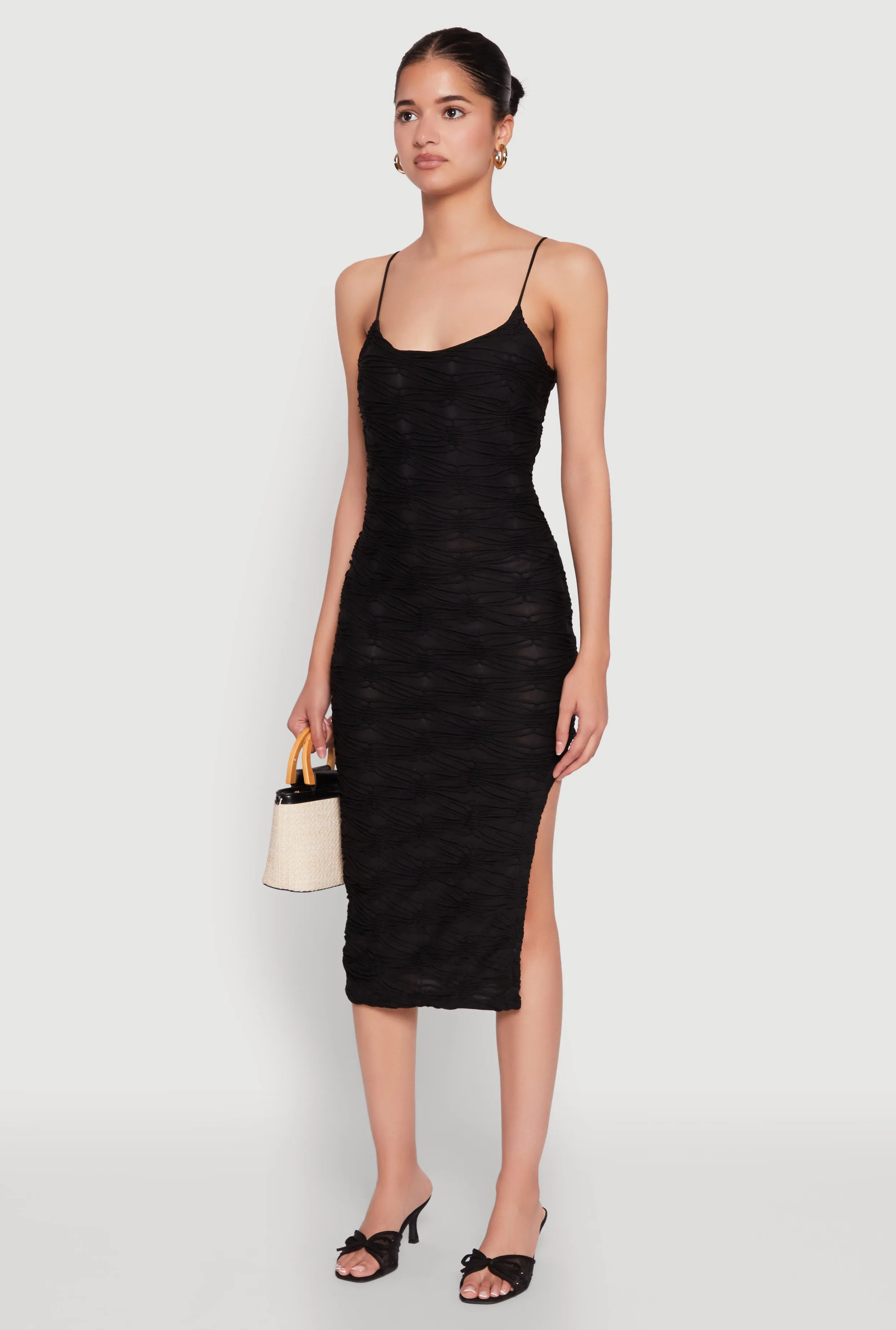 Textured Knit Side Slit Midi Dress sold by Rainbow product image thumbnail 3