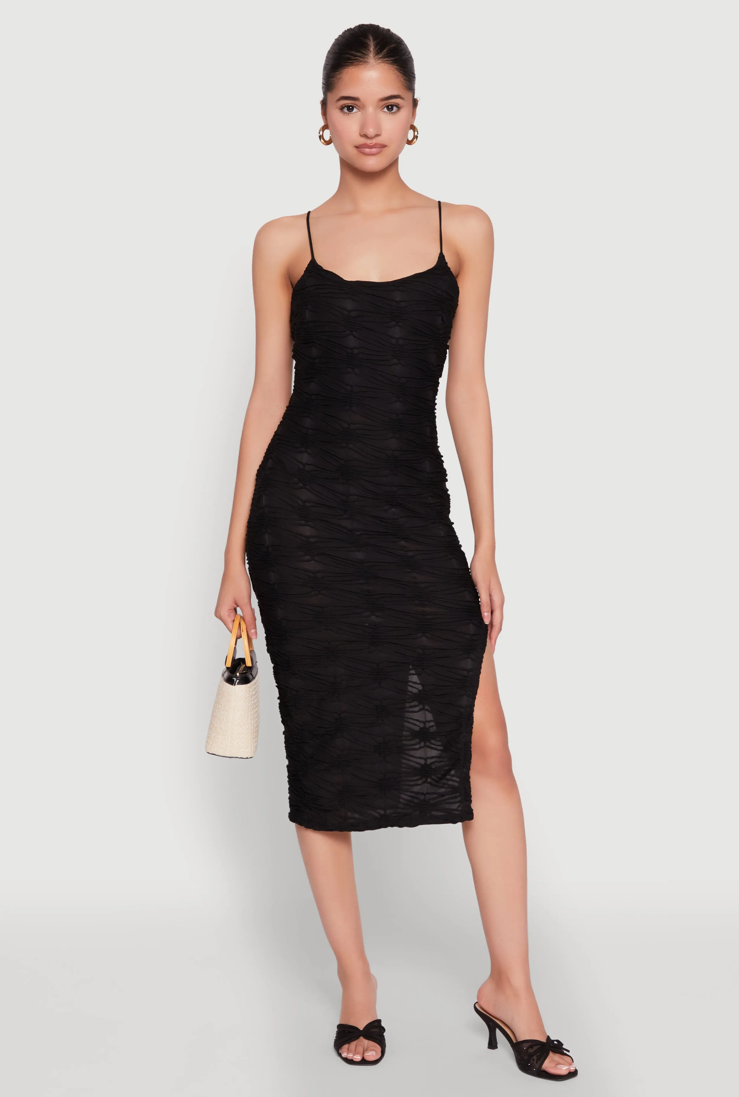 Textured Knit Side Slit Midi Dress sold by Rainbow