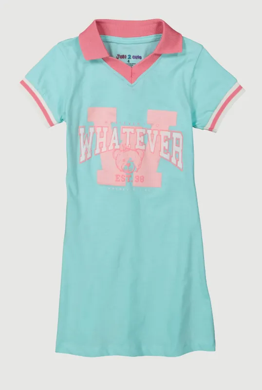 Little Girls Whatever I Do Graphic Polo Dress sold by Rainbow