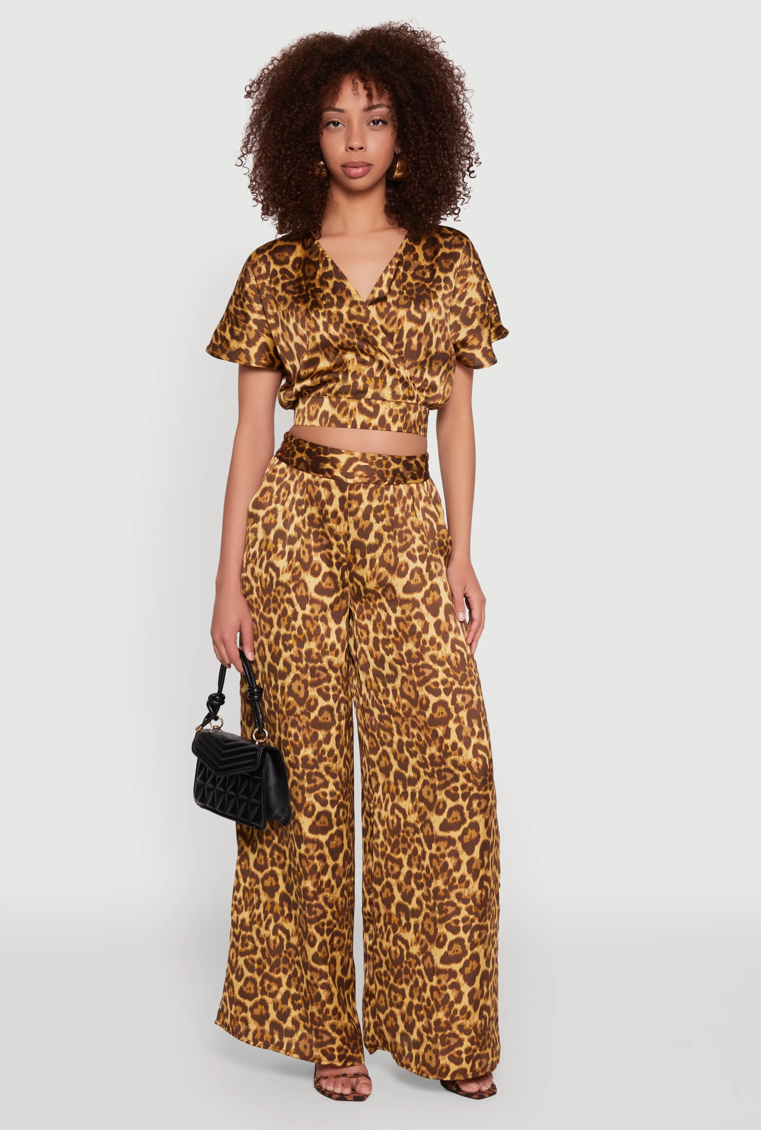 Jaguar Print Tie Back Keyhole Cropped Wrap Top sold by Rainbow product image thumbnail 2