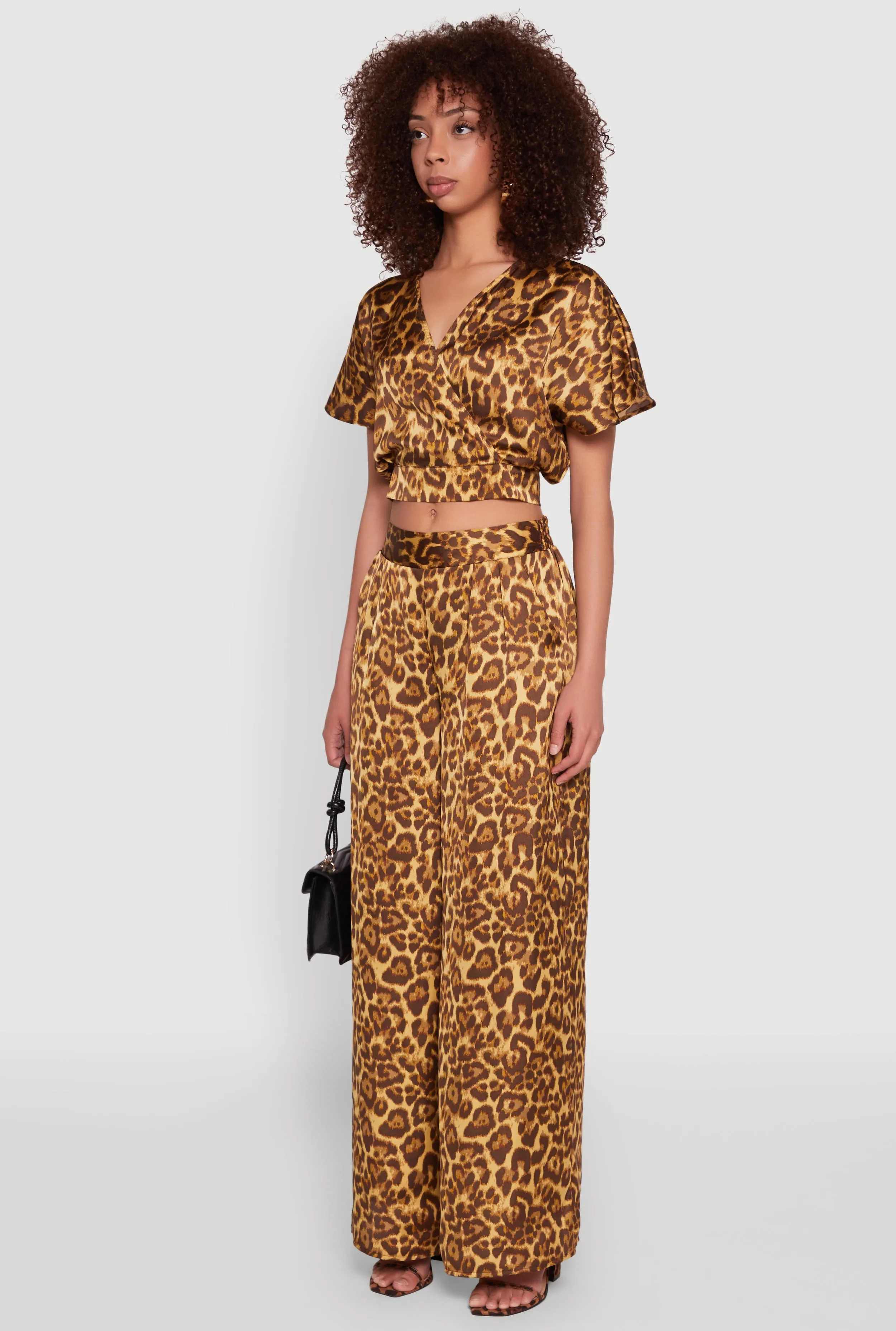 Jaguar Print Tie Back Keyhole Cropped Wrap Top sold by Rainbow product image thumbnail 5