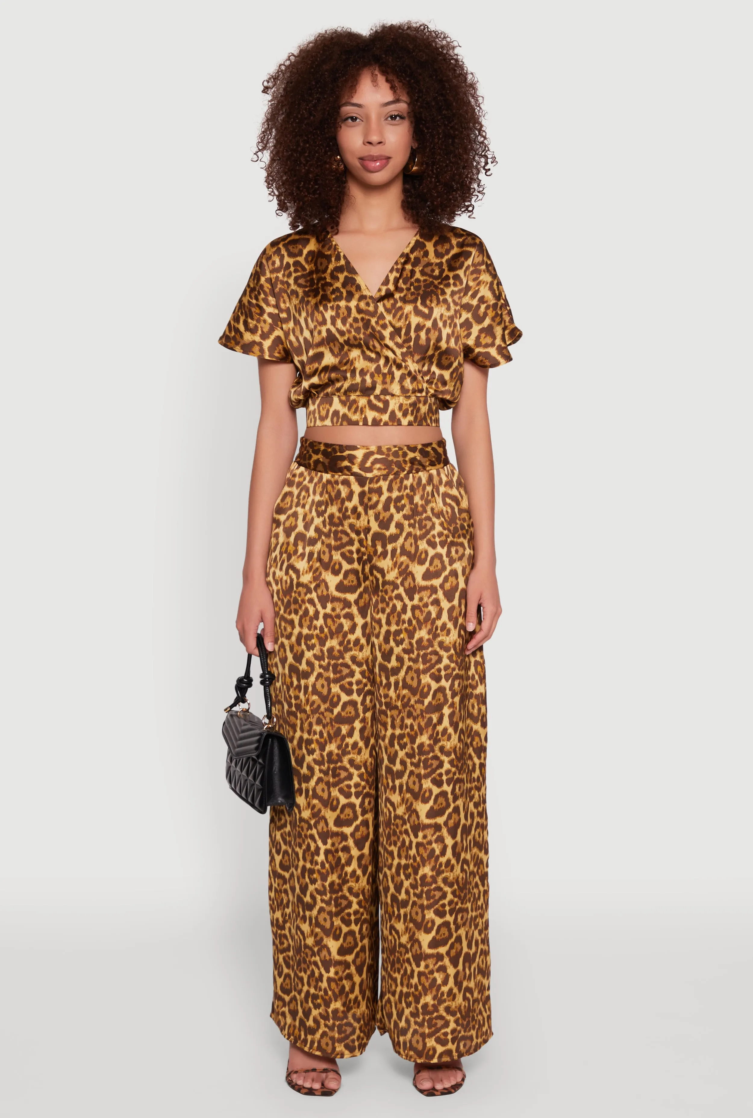 Jaguar Print Tie Back Keyhole Cropped Wrap Top sold by Rainbow product image thumbnail 3