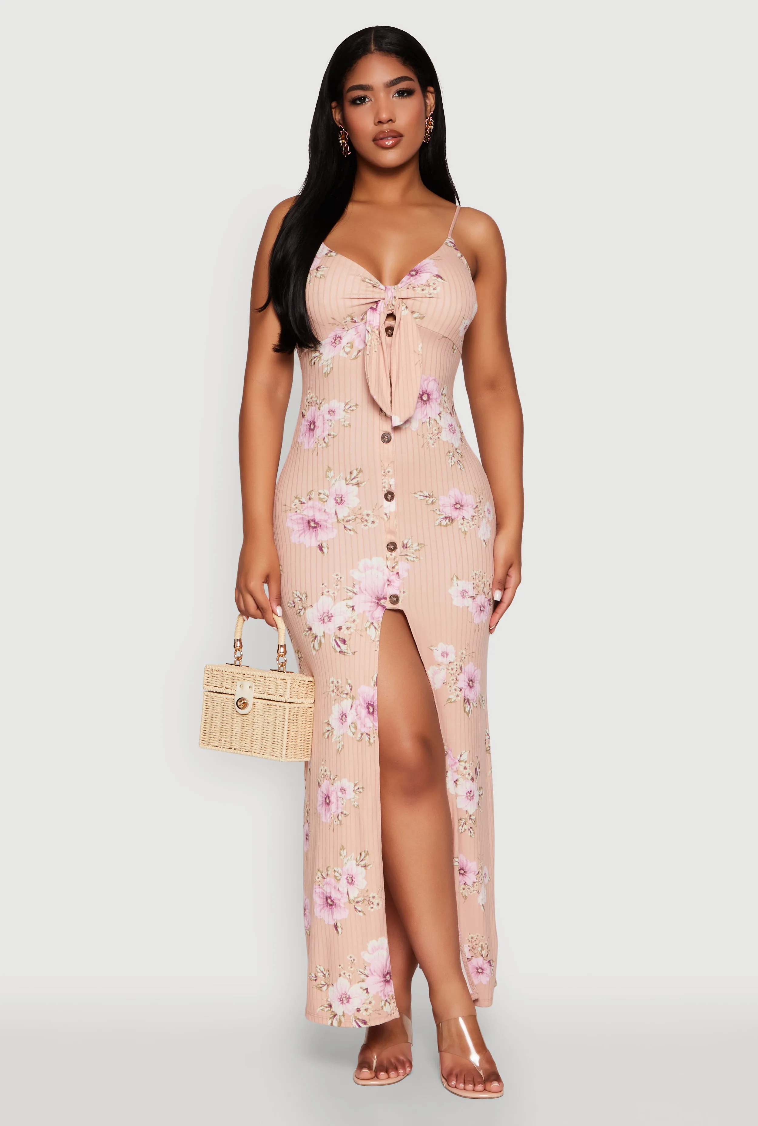 Floral Print Tie Front Cami Maxi Dress sold by Rainbow product image thumbnail 2