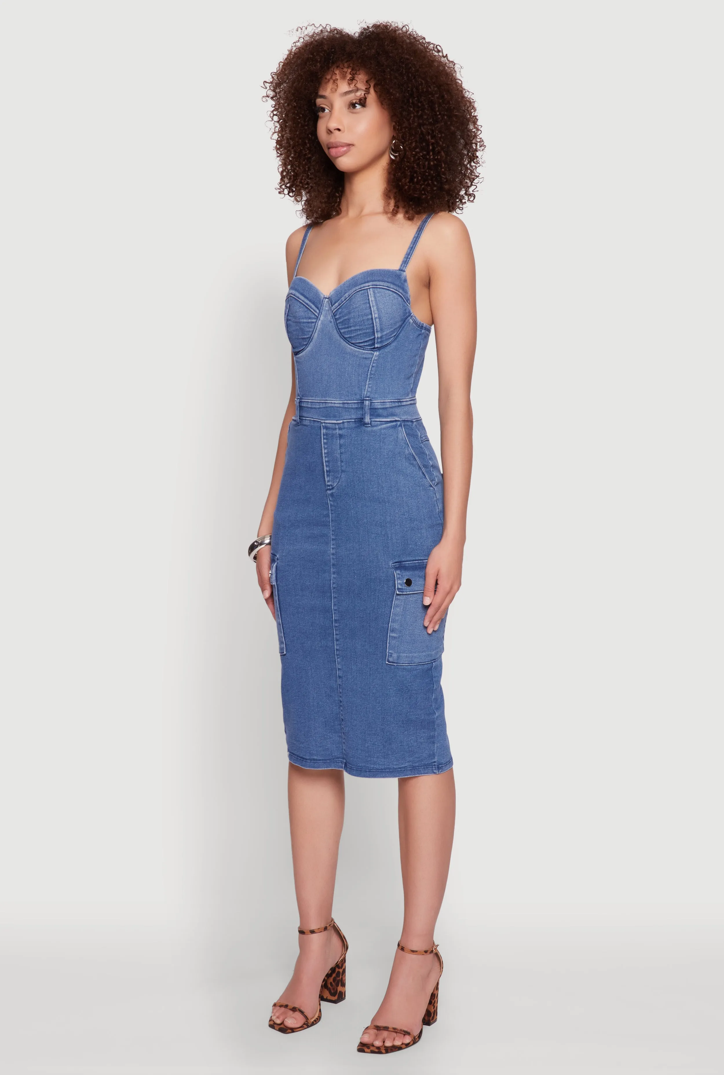 Haute Monde Denim Slit Back Cargo Bustier Dress sold by Rainbow product image thumbnail 3