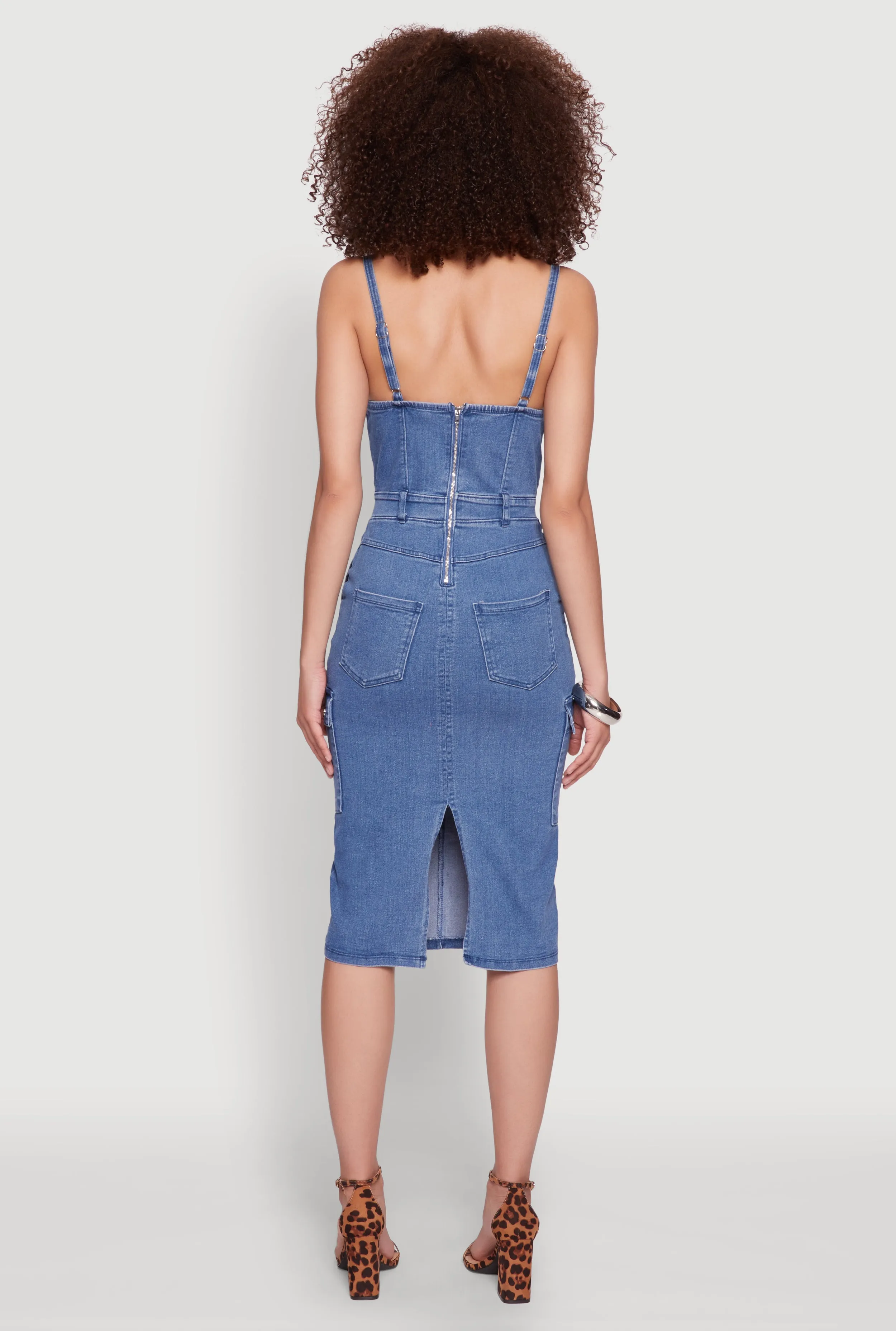 Haute Monde Denim Slit Back Cargo Bustier Dress sold by Rainbow product image thumbnail 5