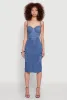 Haute Monde Denim Slit Back Cargo Bustier Dress sold by Rainbow