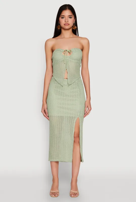 Lined Textured Knit Side Slit Skirt sold by Rainbow